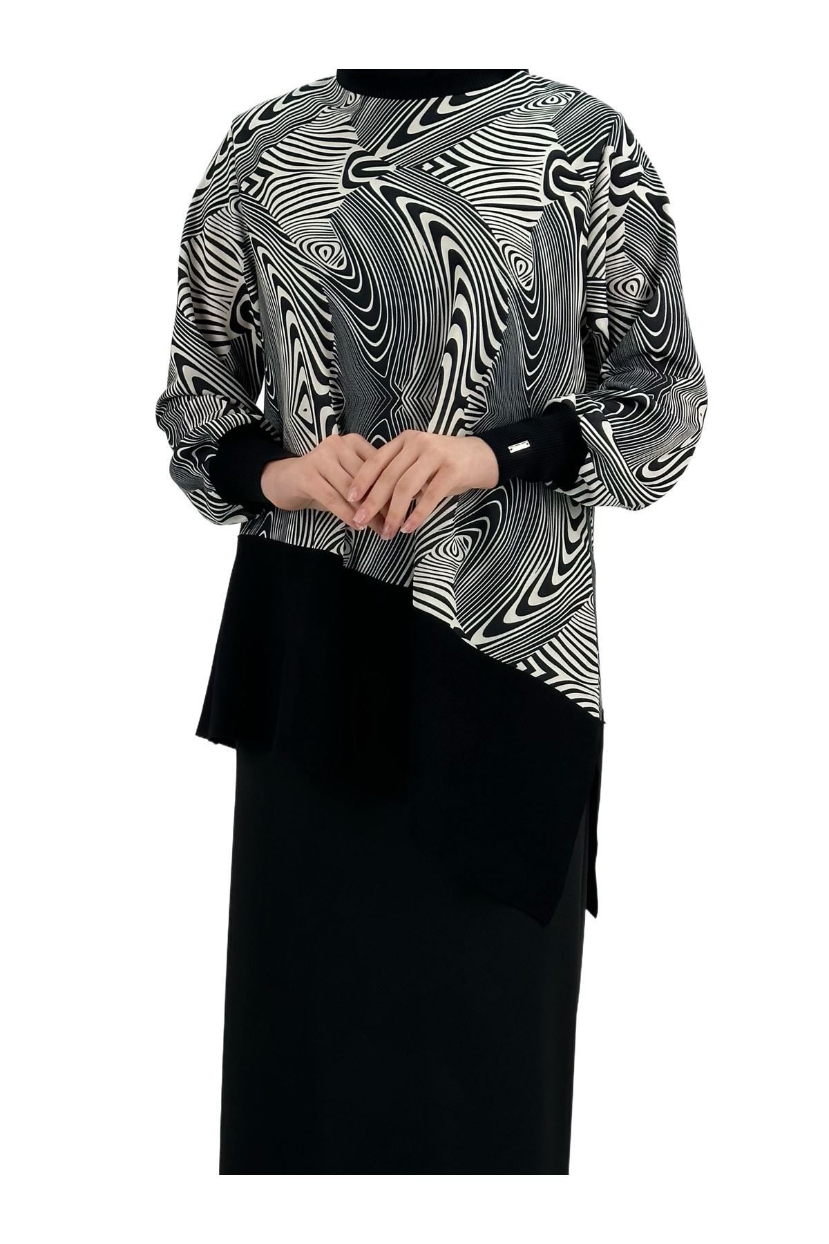 ottoman wear OTW5232 Desenli Tunik Siyah