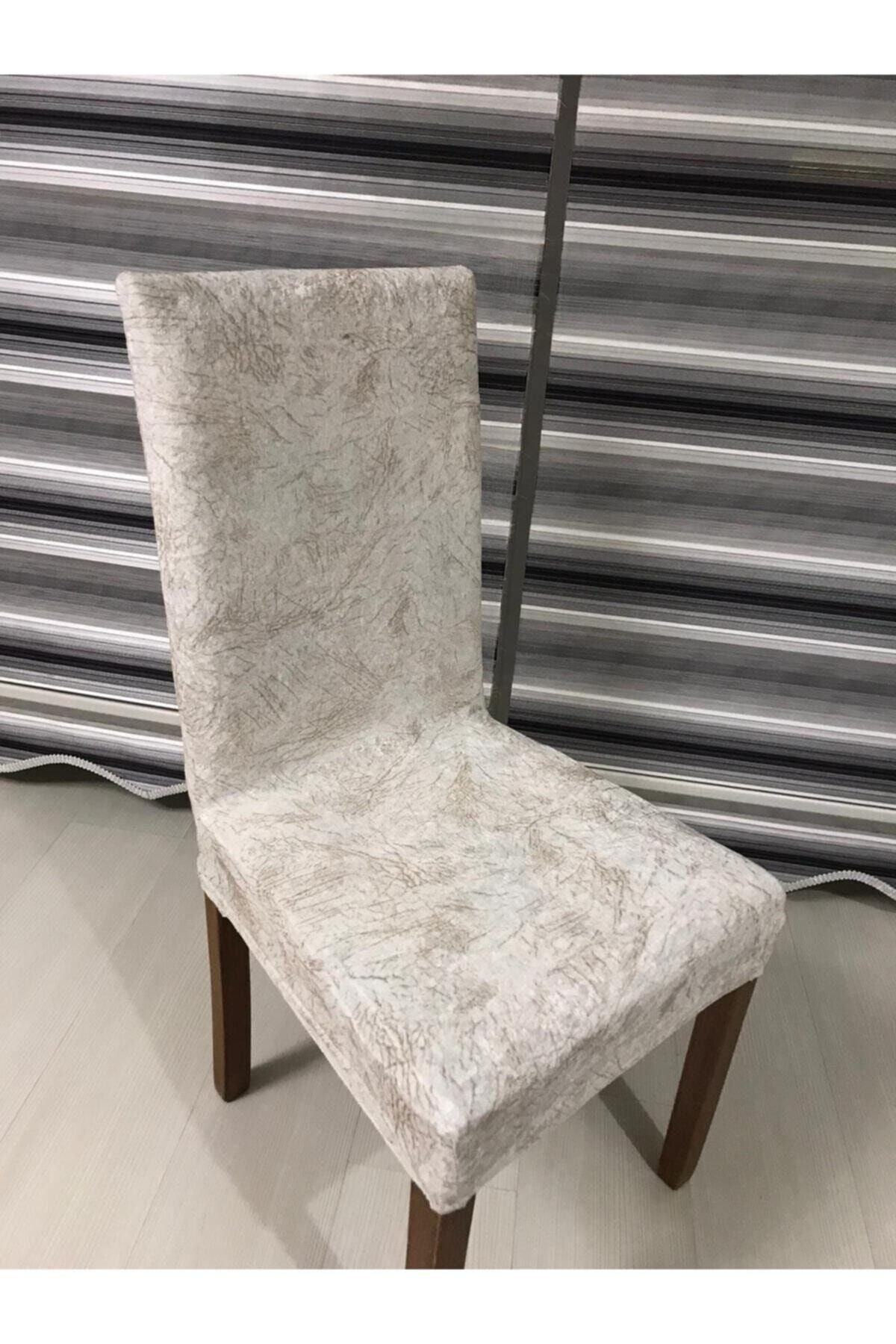 Genel Markalar bej rengi 6'lı sandalye kılıfı