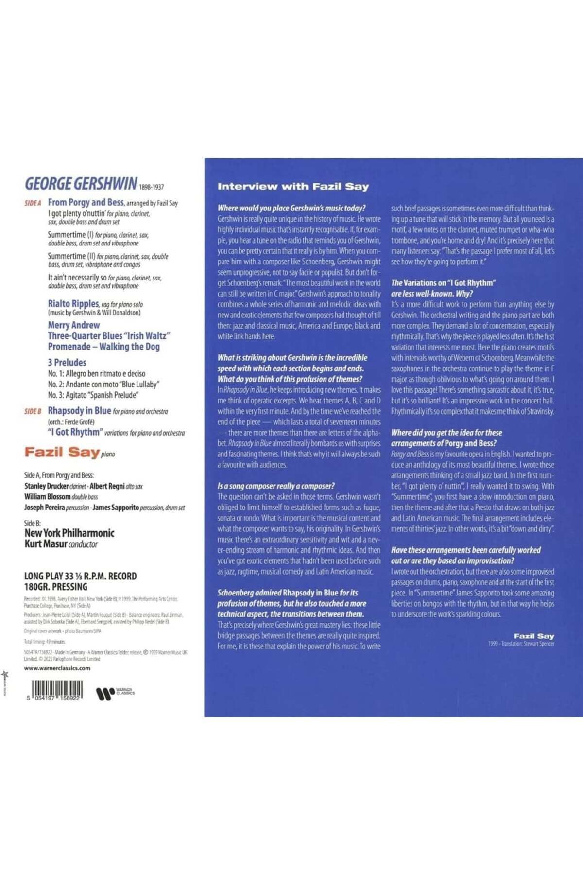 Genel Markalar YABANCI PLAK - Fazıl Say / George Gershwin: Rhapsody in Blue
