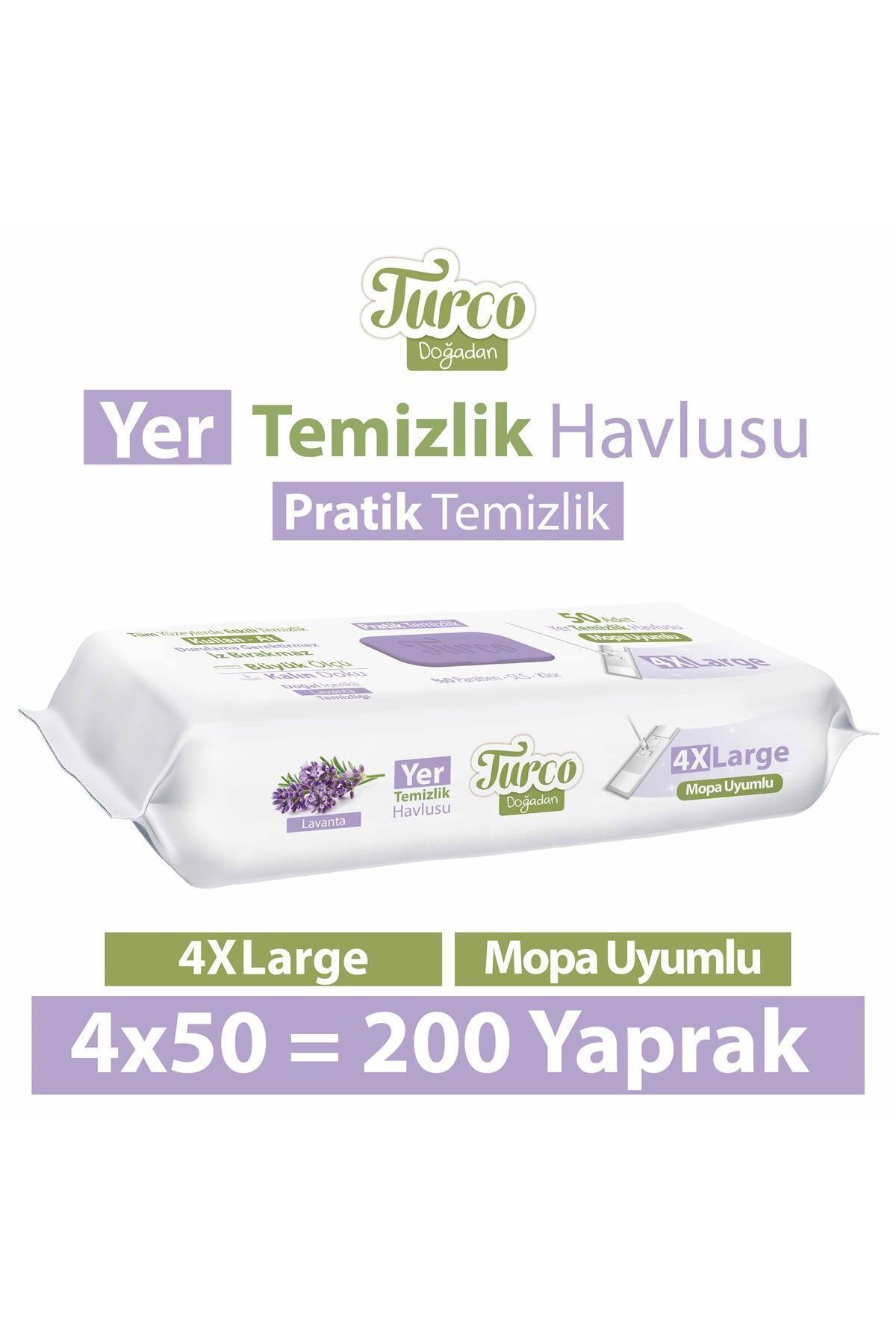 Turco Doğadan Pratik Temizlik Turco Doğadan Yer Temizlik Havlusu Lavanta 4X50(200 Yaprak)