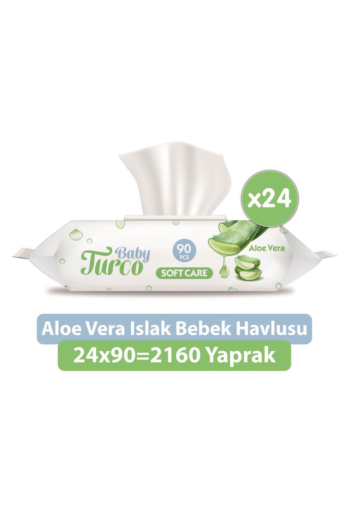 Baby Turco Softcare Aloe Vera Islak Bebek Havlusu 24x90 Yaprak