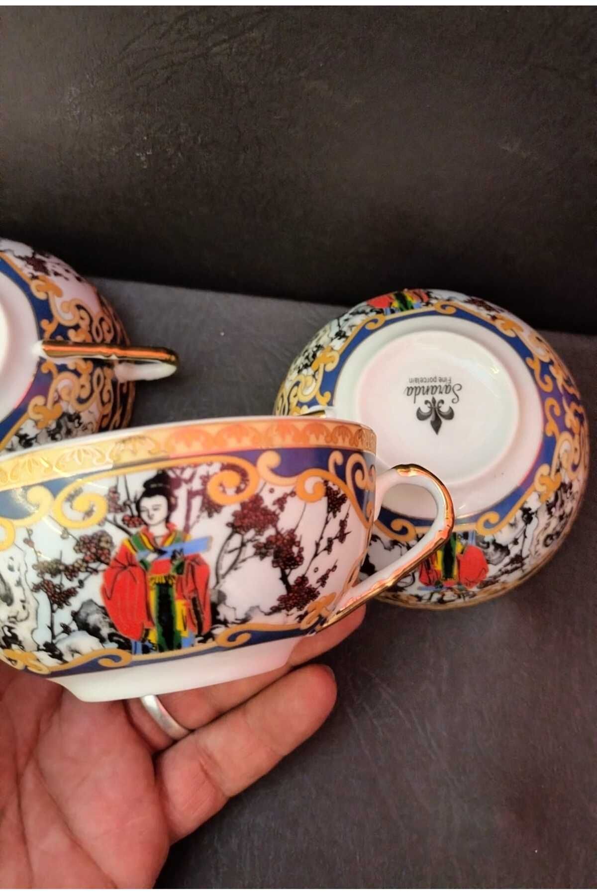 tacmira japans geyşa çay fincanı bardagı 2 'li fine porselen bardak