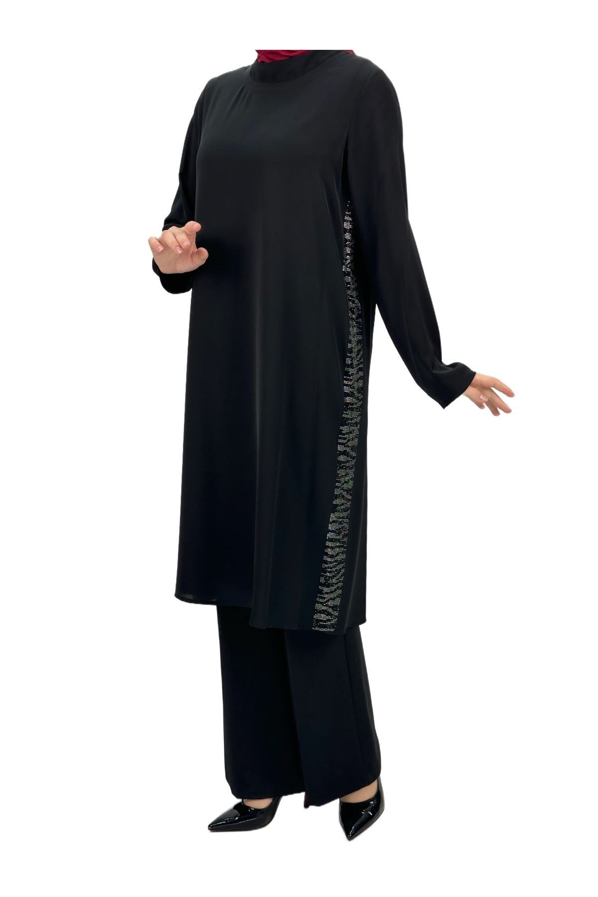 ottoman wear OTW46871 Büyük Beden Şifon Tunik Siyah