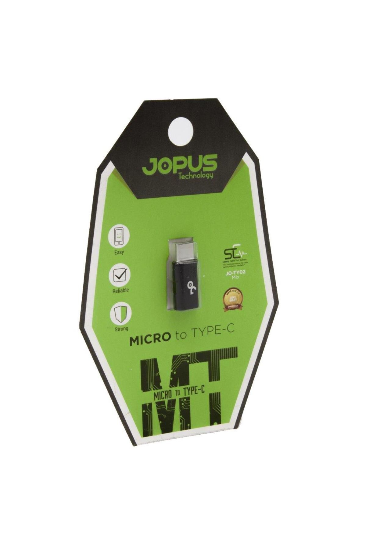 Jopus Jo-ty02 Universal Çevirici Adaptör Micro'dan Type C'ye Sarj Çevirici Aparat Siyah