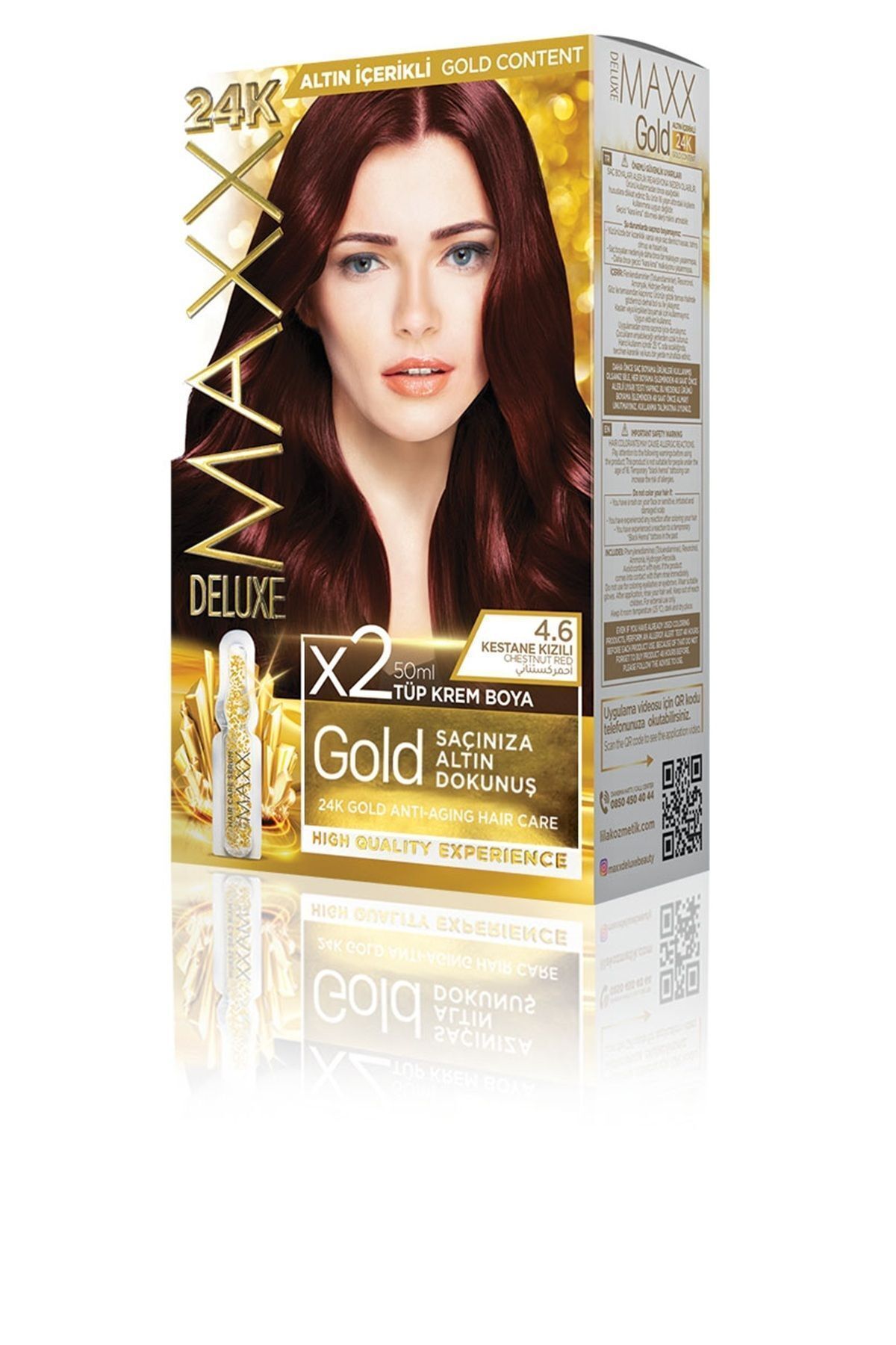 MAXX DELUXE Golden Serıes 24k Altın Içerikli Tüp Boya Ve Saç Bakım Serumlu (BMW 1.16 ÇEKİLİŞİ KAÇIRMA)(2X50 ML)