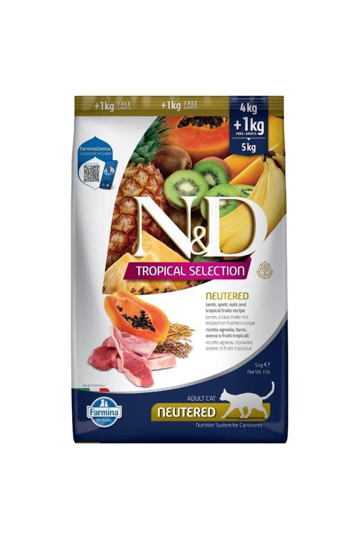 N & D Tropical Kuzu Etli Kısırlaştırılmış Kedi Maması 4kg 1kg