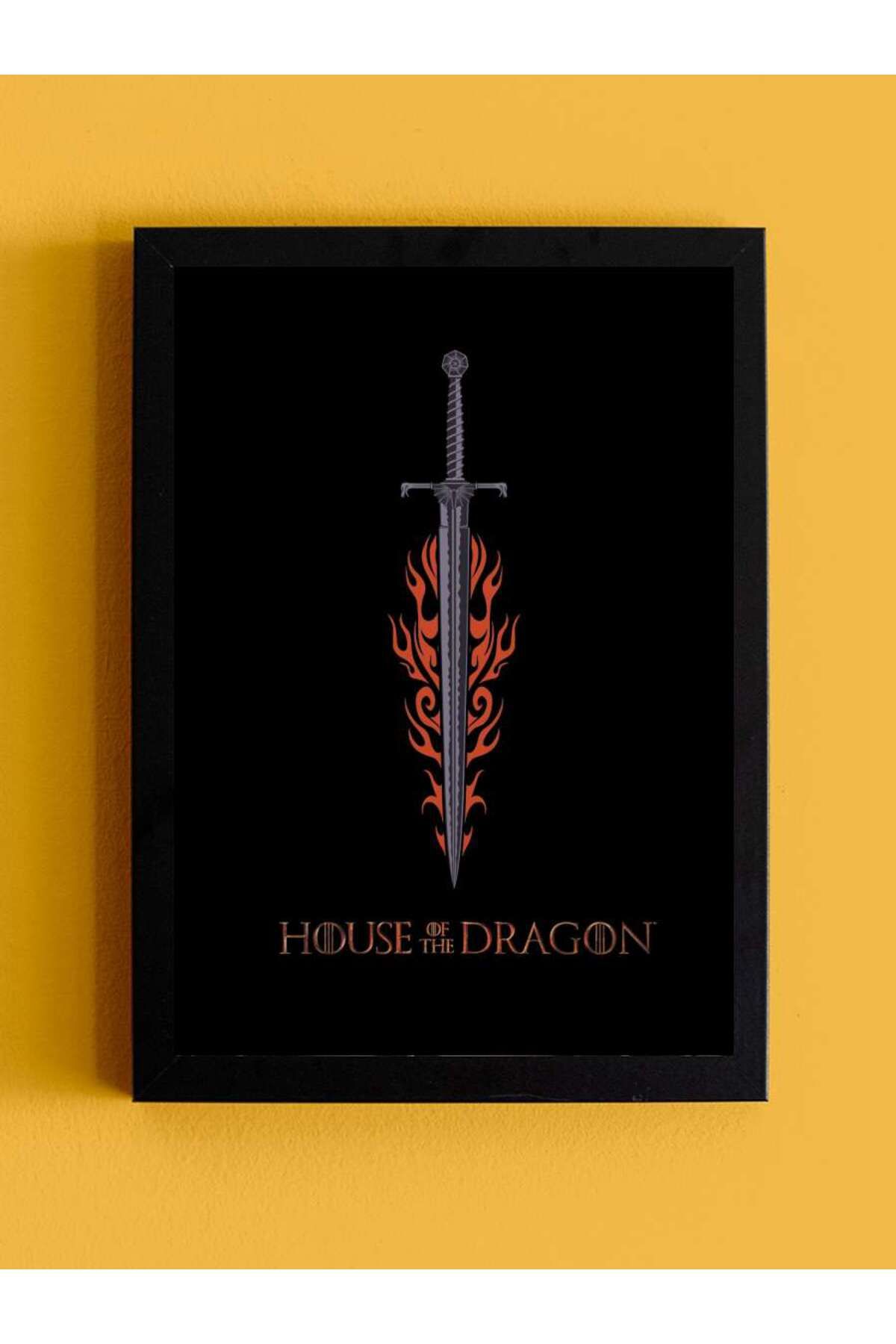Mudi Store House of Dragon - Fire Sword Film Poster Tablo Siyah Çerçeveli Yüksek Kalite Film Duvar Tablo
