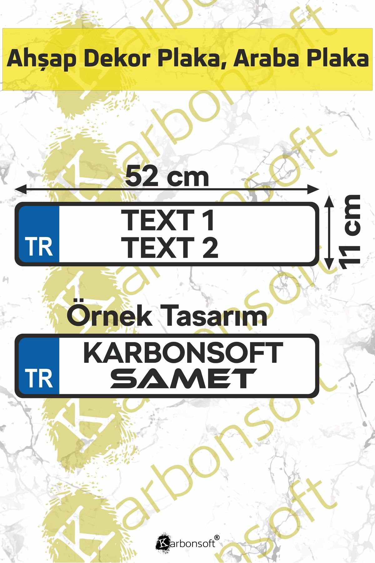 karbonsoft Kişiye Özel Ahşap Dekor Plaka, Araba Plaka, Isimli Plaka, Cam Önü Plakası, Aksesuar Plaka