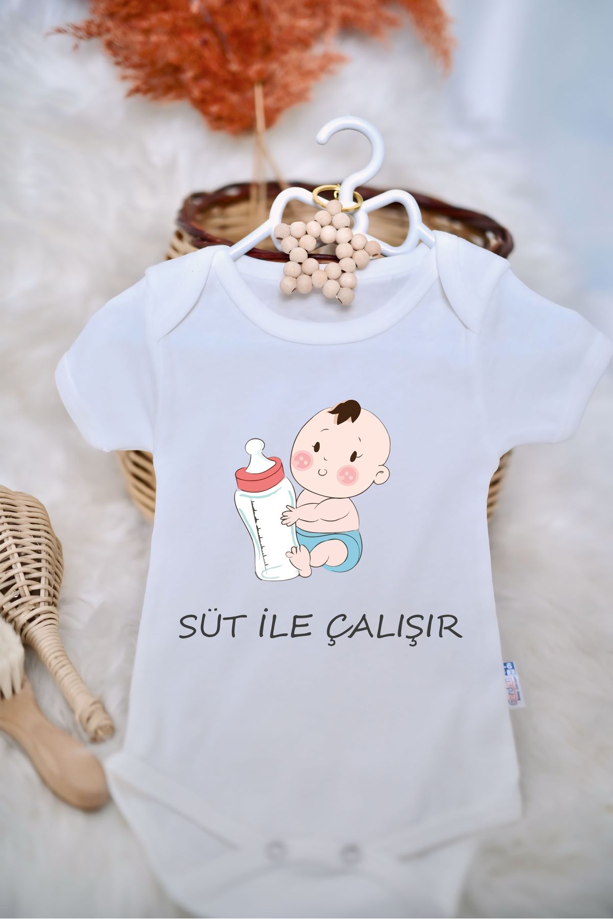 SPARKLY BABY ORGANİK %100 PAMUKLU SÜT İLE ÇALIŞIR BASKILI YENİ Bebek Body Çıtçıtlı Badi