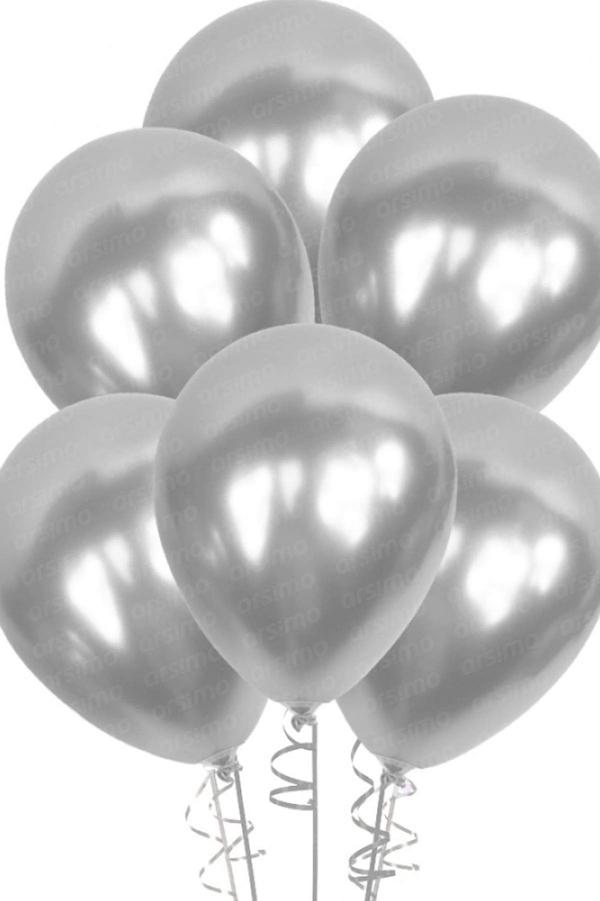 Arsimo Metalik Gümüş Balon 30 Adet | 5 Inç Metalik Silver Balon Seti