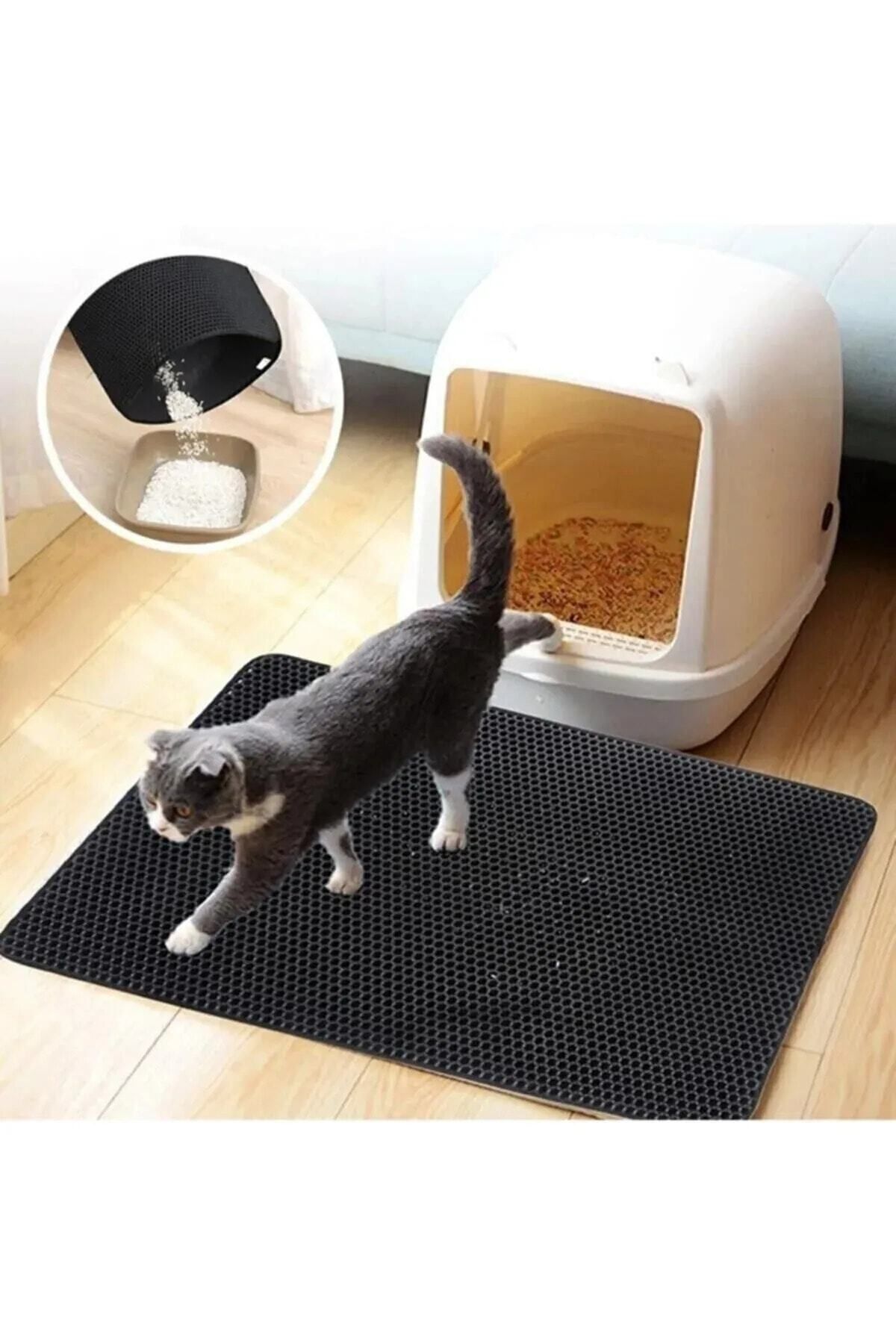 Chehra Design Elekli Kedi Tuvalet Önü Paspası Kedi Kumu Paspası Elekli Kum Toplayıcı Kedi Halısı