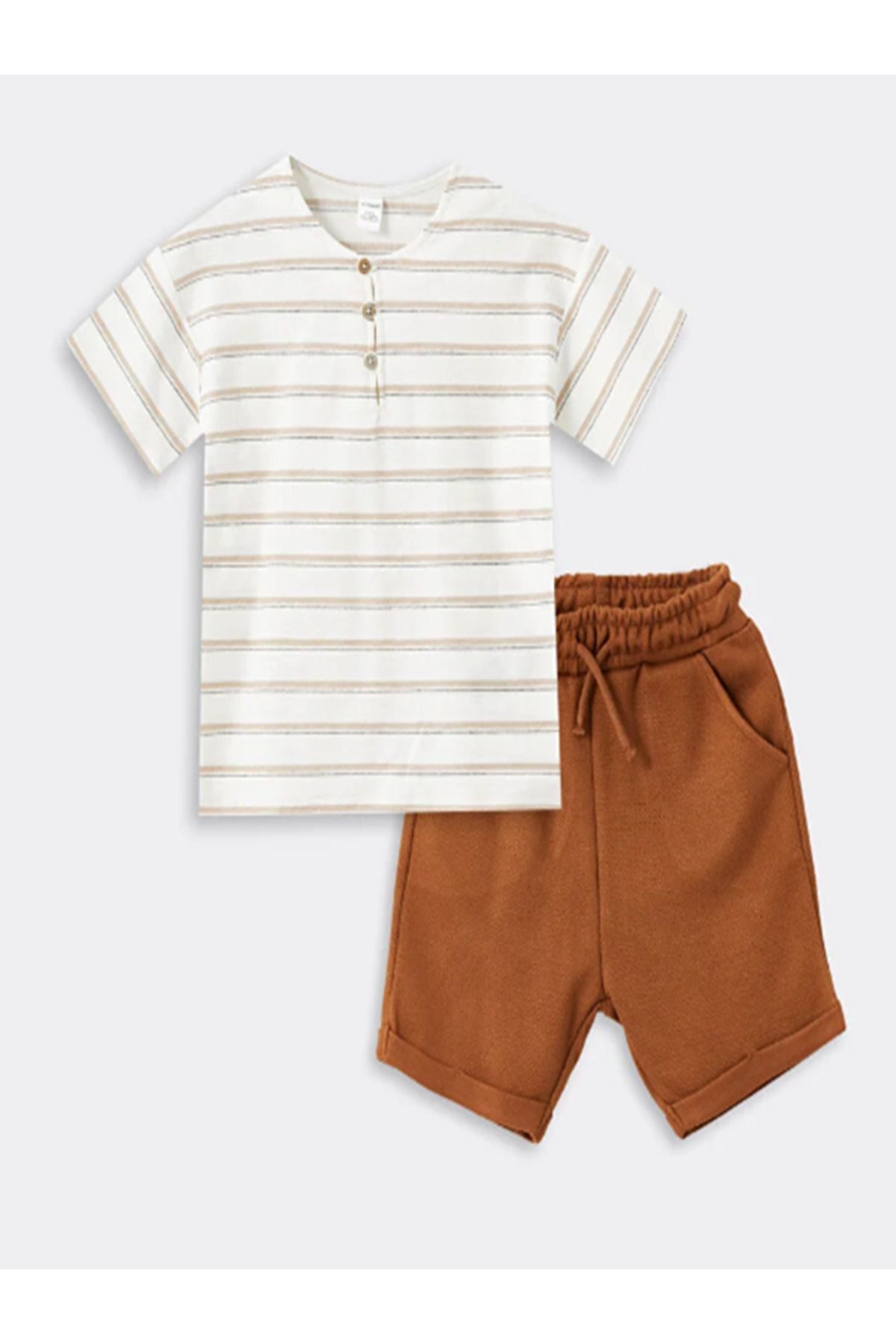 LC Waikiki LCW baby Bisiklet Yaka Erkek Bebek Tişört ve Şort 2'li