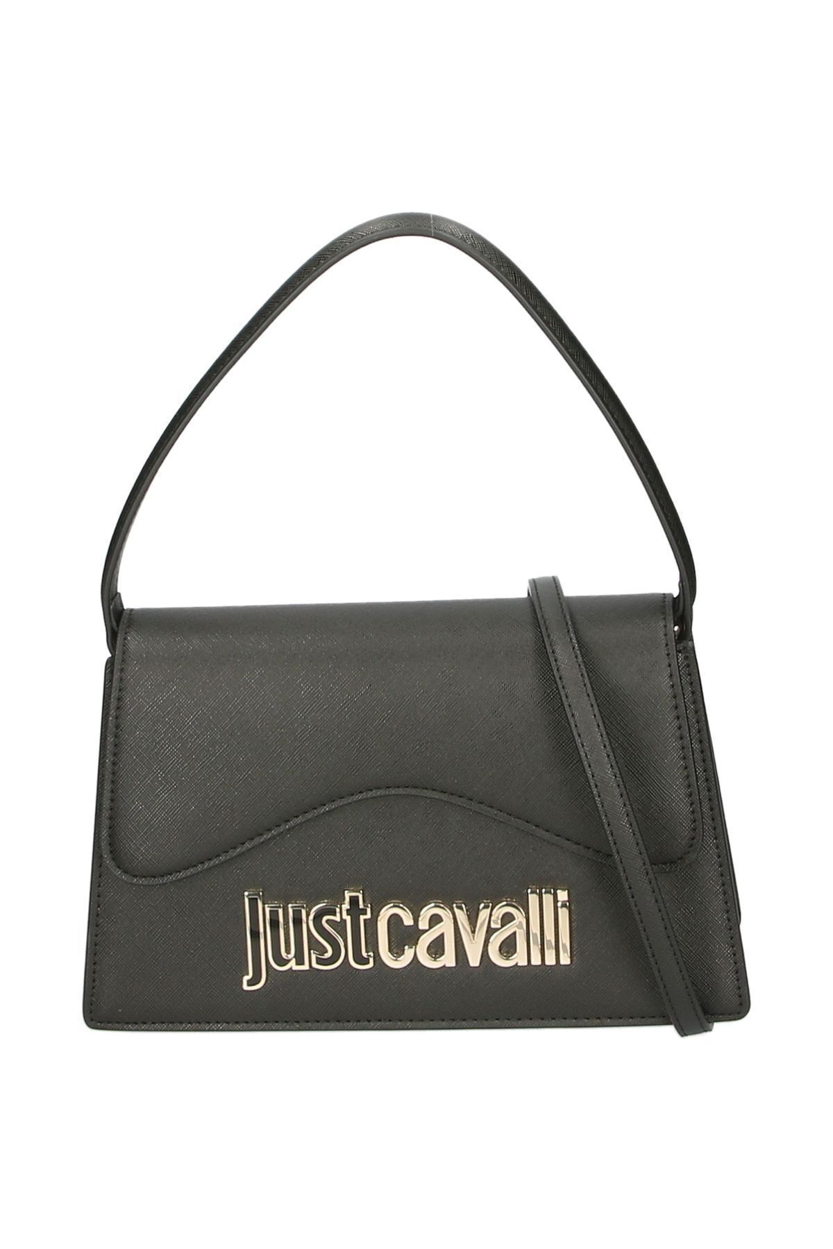 Just Cavalli Kadın Marka Logo Detaylı Çoklu Kart Bölmeli Günlük Siyah Omuz Çantası 76RA4BB4 ZS766-899
