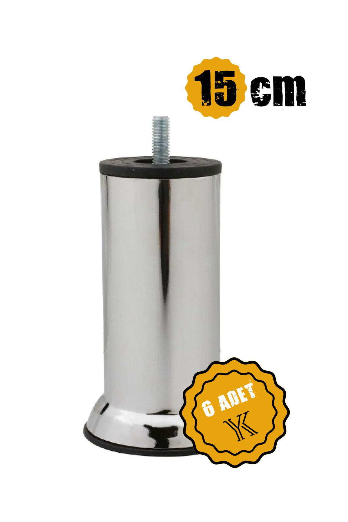 Hobbi Baza Ayağı Koltuk Ayağı Yükseltme Ayağı Metal Ayak 6 Adet 15 Cm (3/8 KALIN DİŞ)