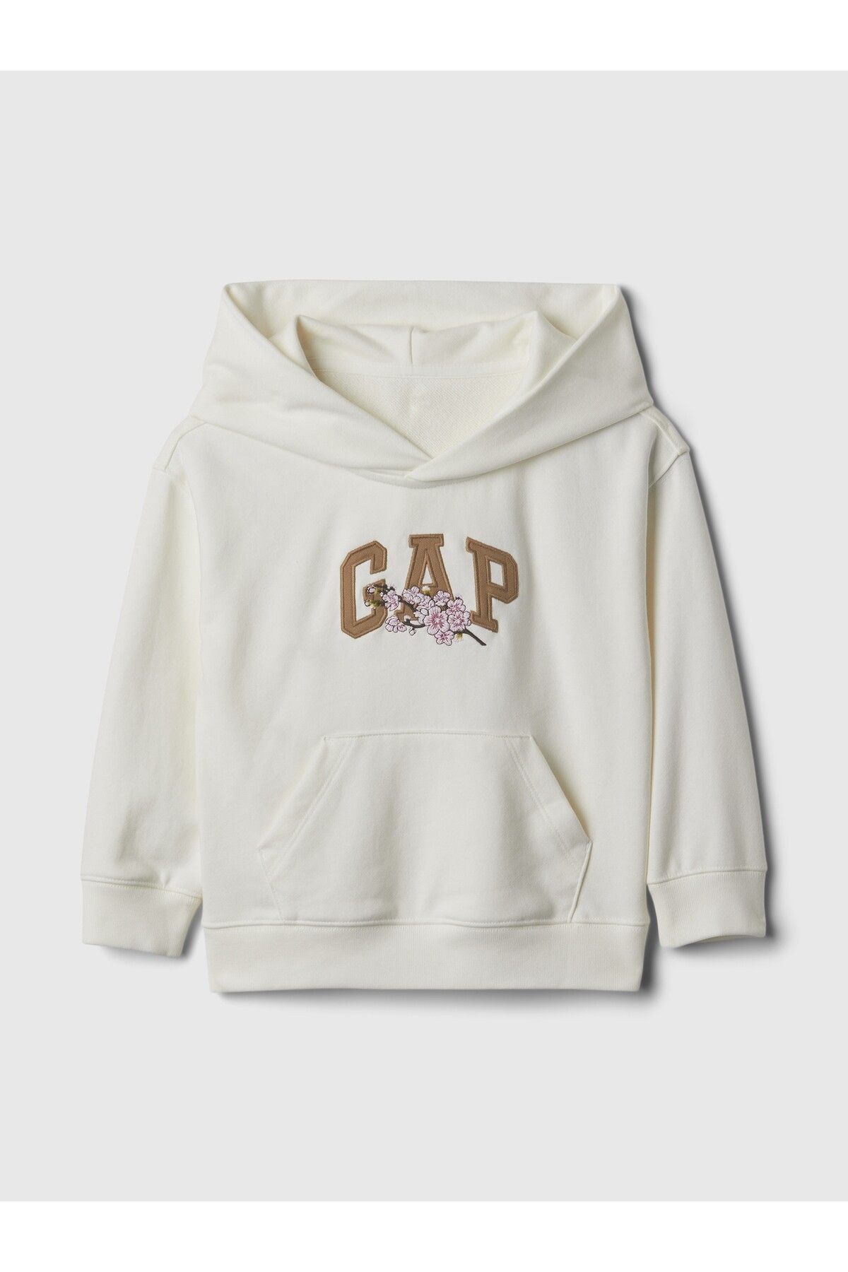 GAP Erkek Bebek Beyaz Gap Logo Çiçek İşlemeli Fransız Havlu Kumaş Sweatshirt