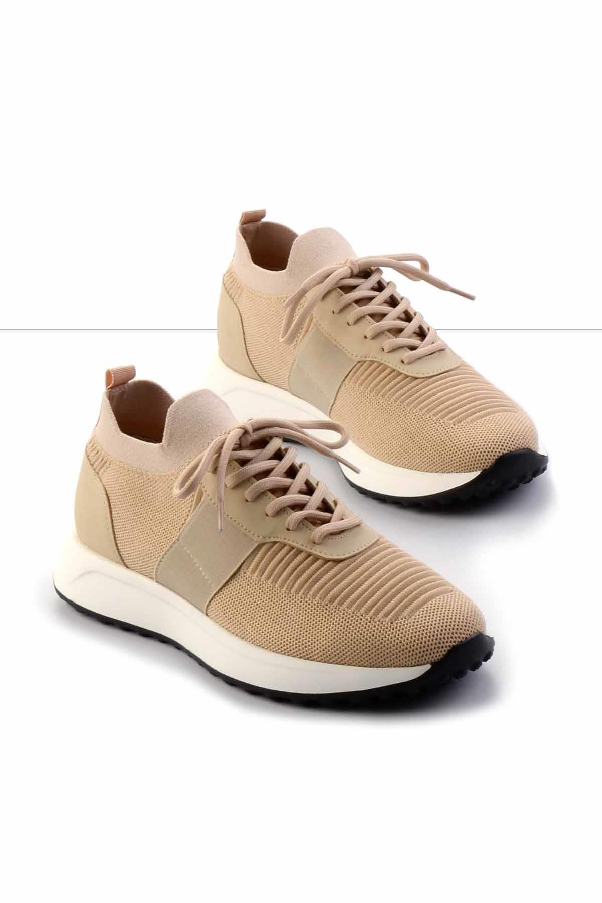 Bambi Bej Triko   Erkek Sneaker E01673900182