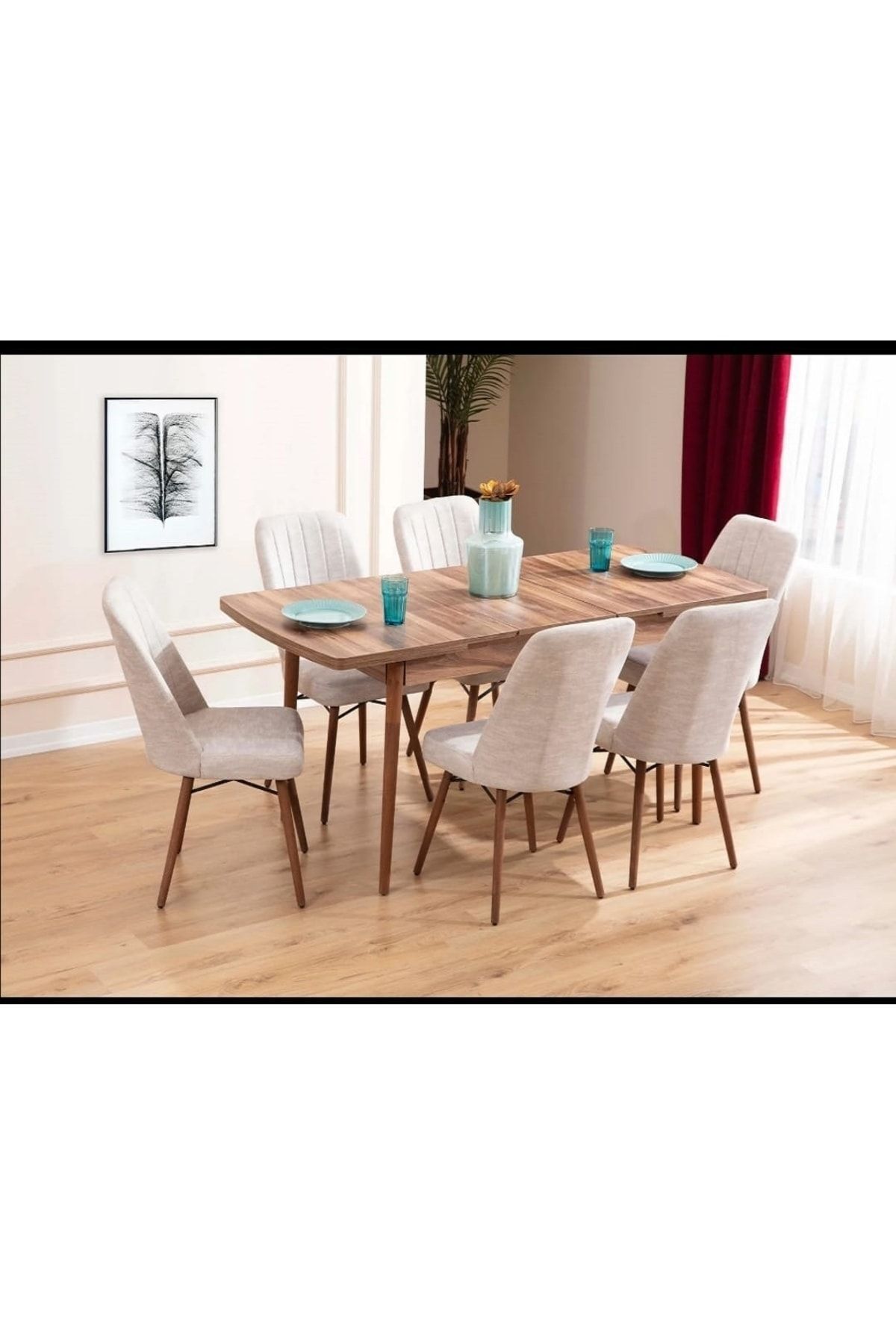 Kaktüs Avm 6 Kişilik Açılır Masa Sandalye Takımı Mutfak Masası Takımı Salon Masası Yemek Masası Masa Takımı