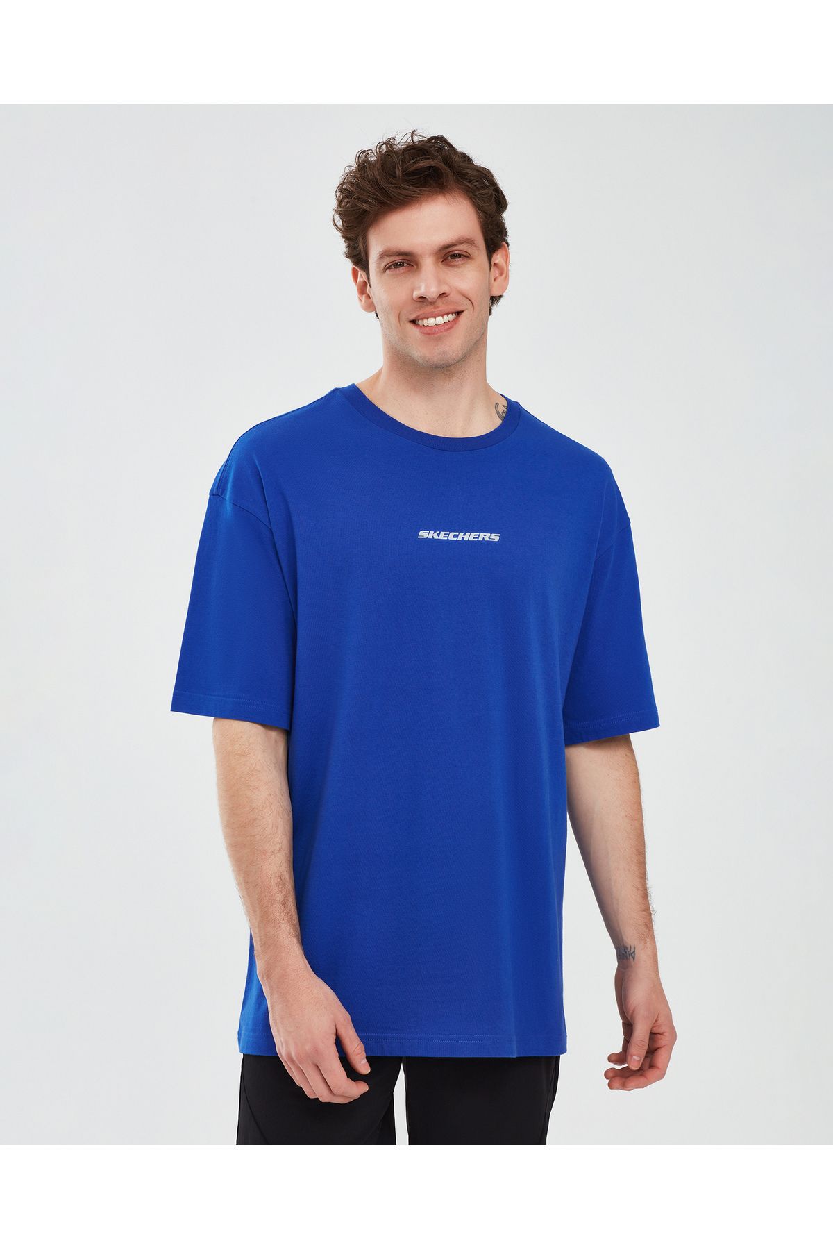 Skechers Graphic T-Shirt M Short Sleeve Erkek Mavi Tshirt S232404-403