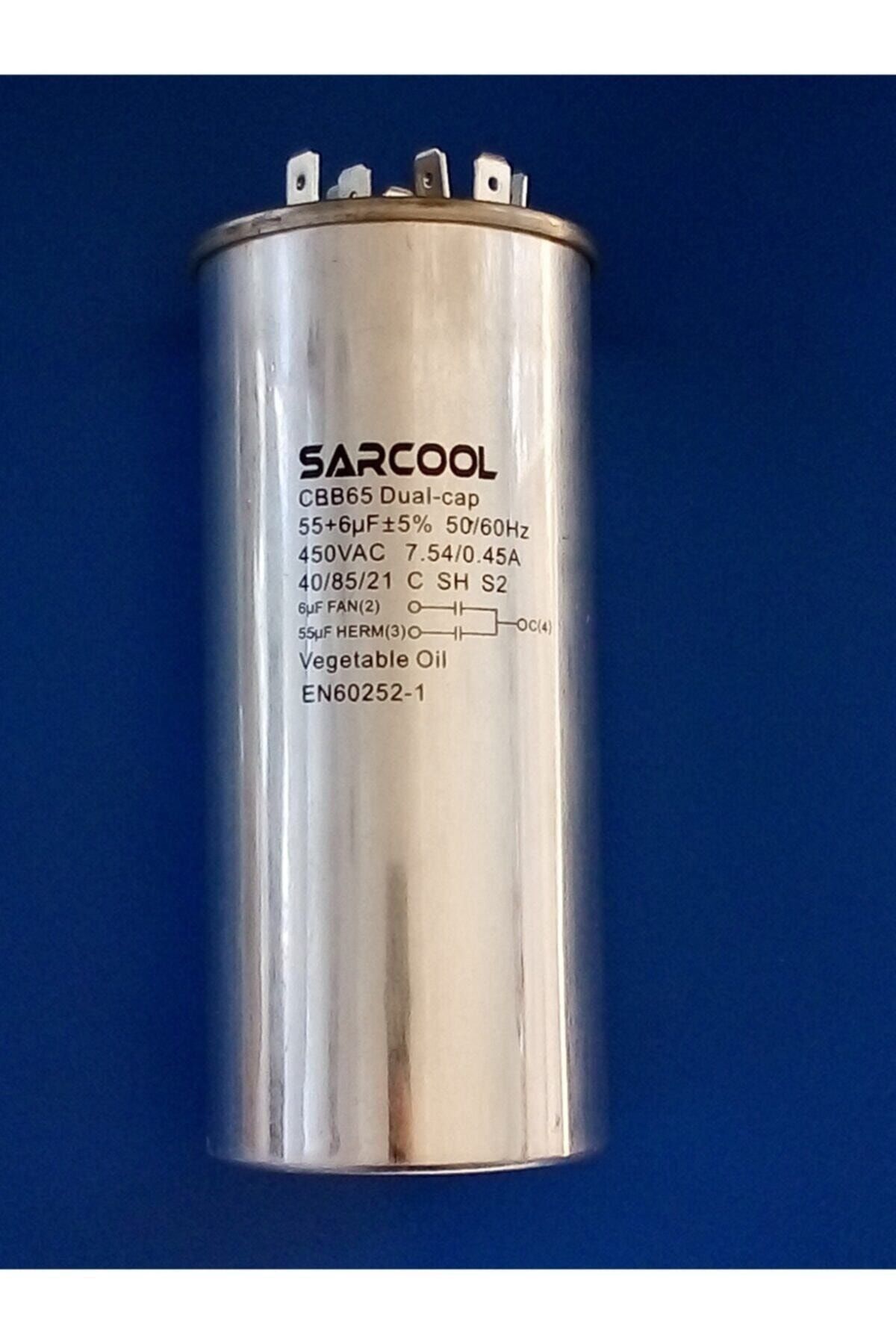 sarcool Klima Kondansatör 55+6 Uf 450 V Ac Kapasitör Cbb65
