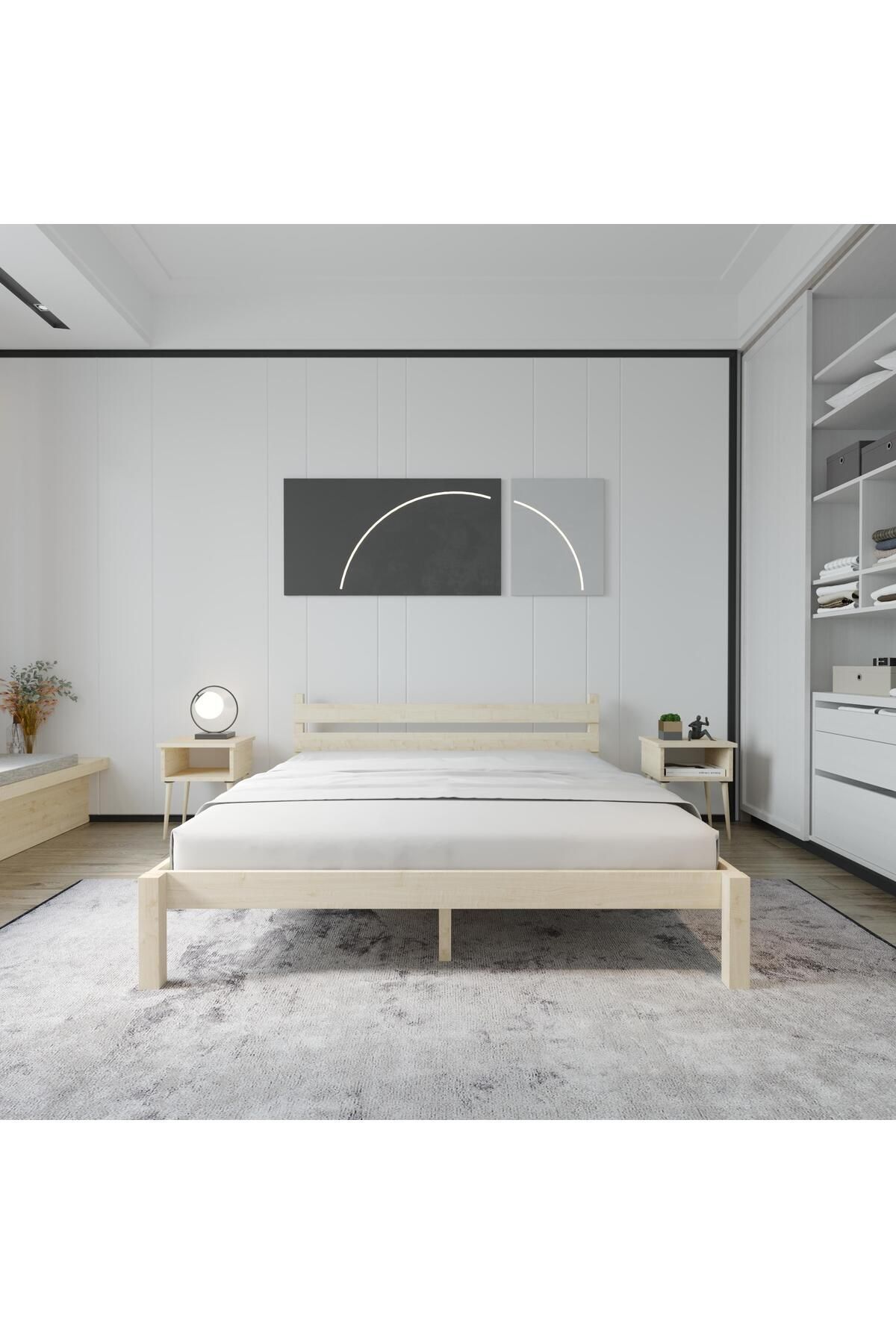 RENAZZO Letto Line Model Doğal Masif Çam Ahşap Karyola