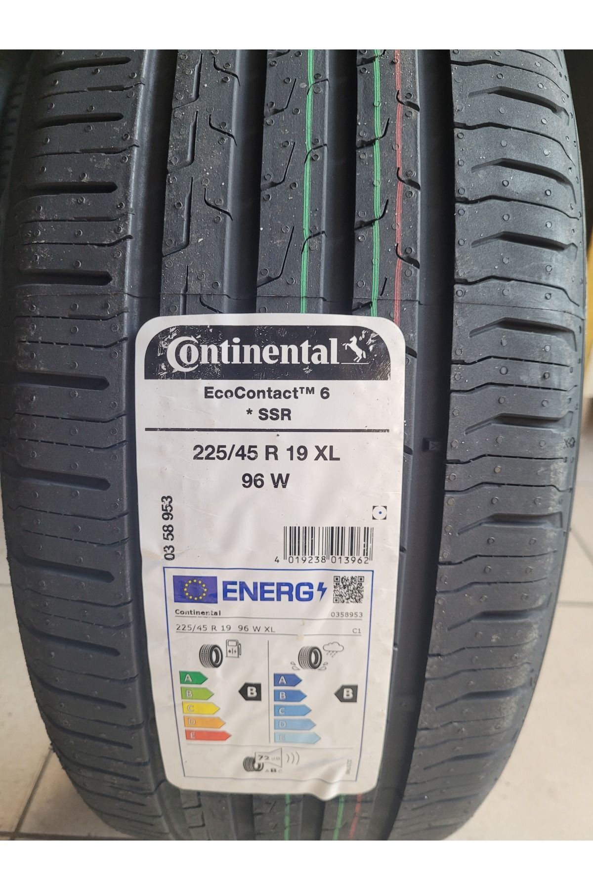 Continental 225/45r19 Eco Contact 6 *ssr 96w Xl Run Flat Set Olarak (4ADET) 2024 Üretim*