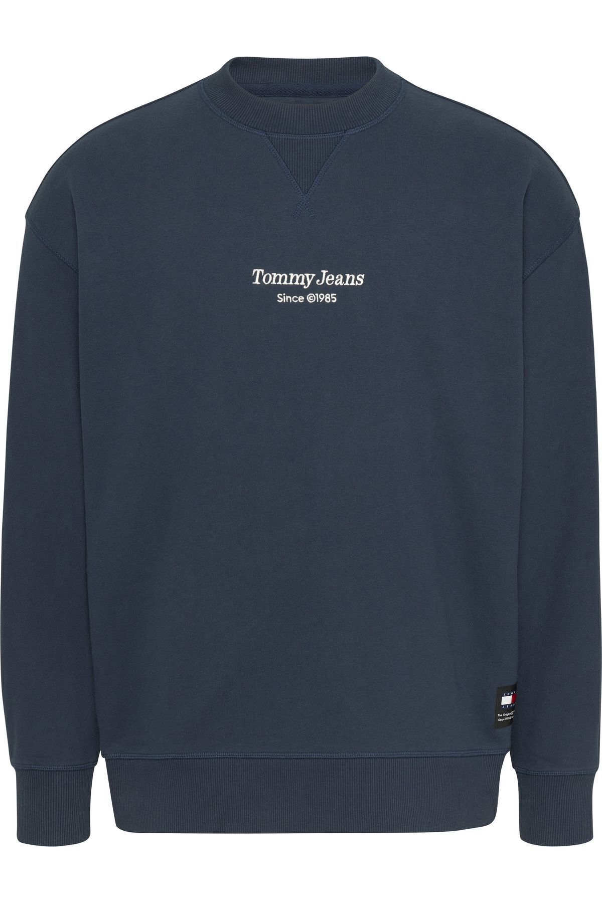 Tommy Hilfiger Erkek Marka Logolu Günlük Kullanıma Uygun Lacivert Sweatshirt Dm0dm18411-C1g
