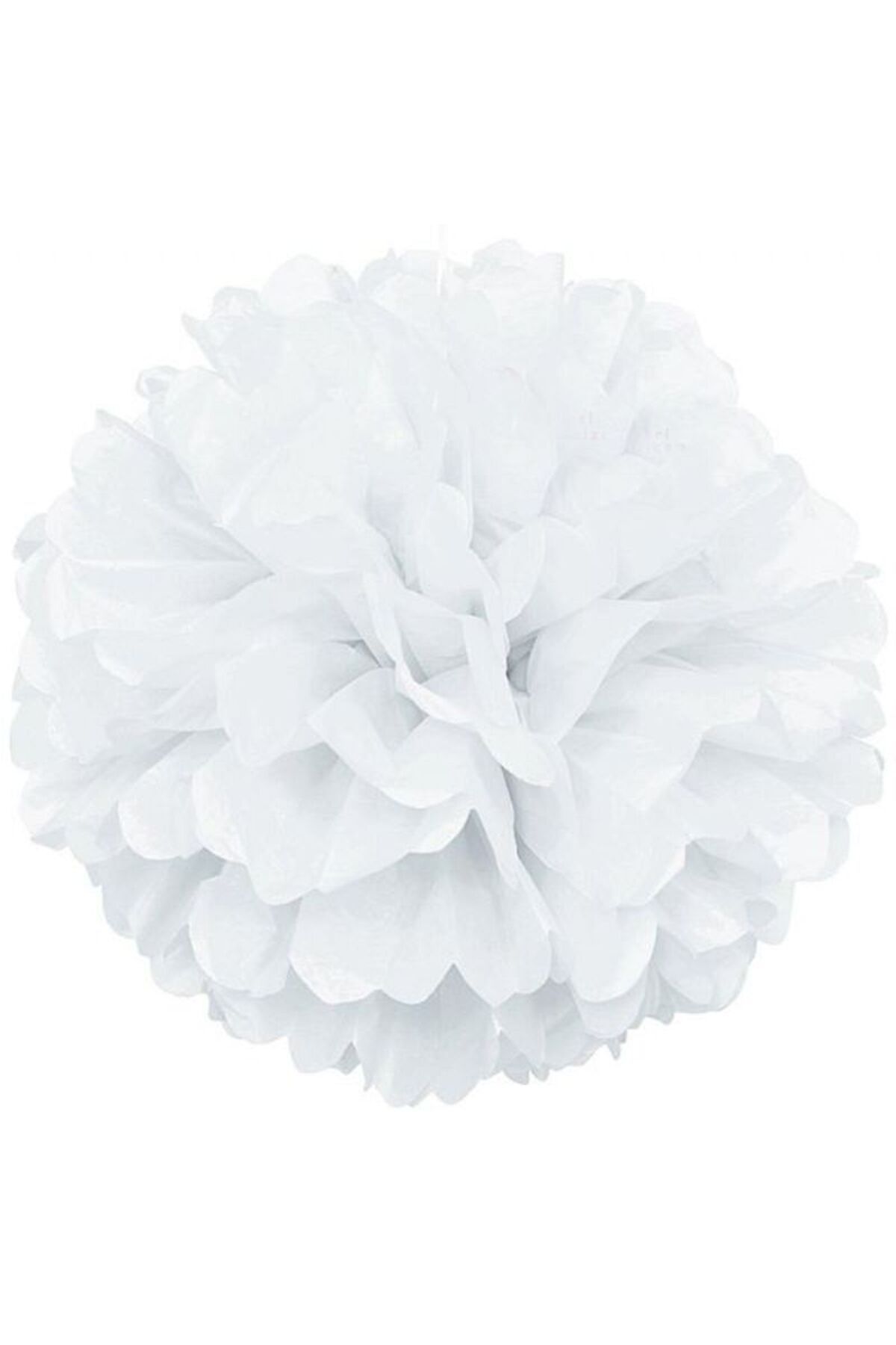 partidolu 1 Adet Beyaz Renk Pelur Kağıt Ponpon Çiçek Asma Süs 25 Cm.