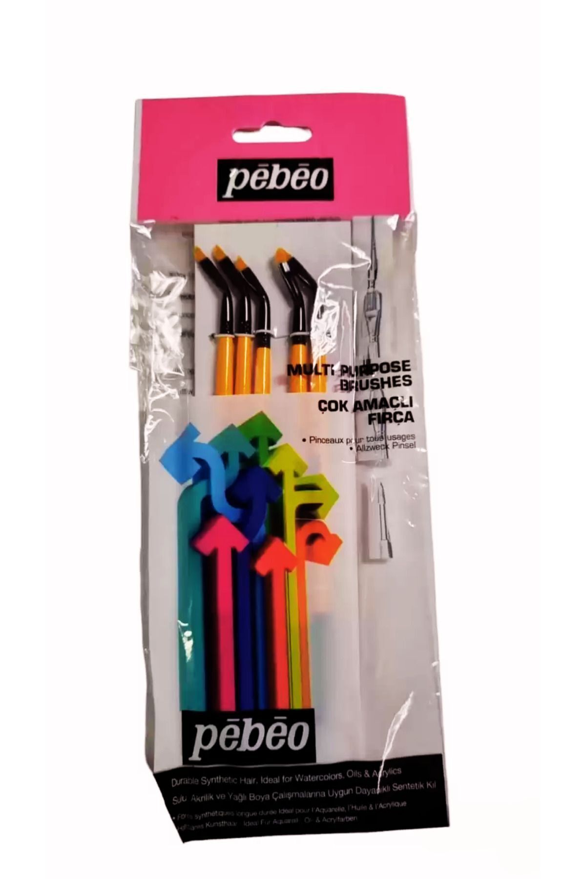 Pebeo Set - 18/4 5'li Yan Kıvrık Fırça Seti