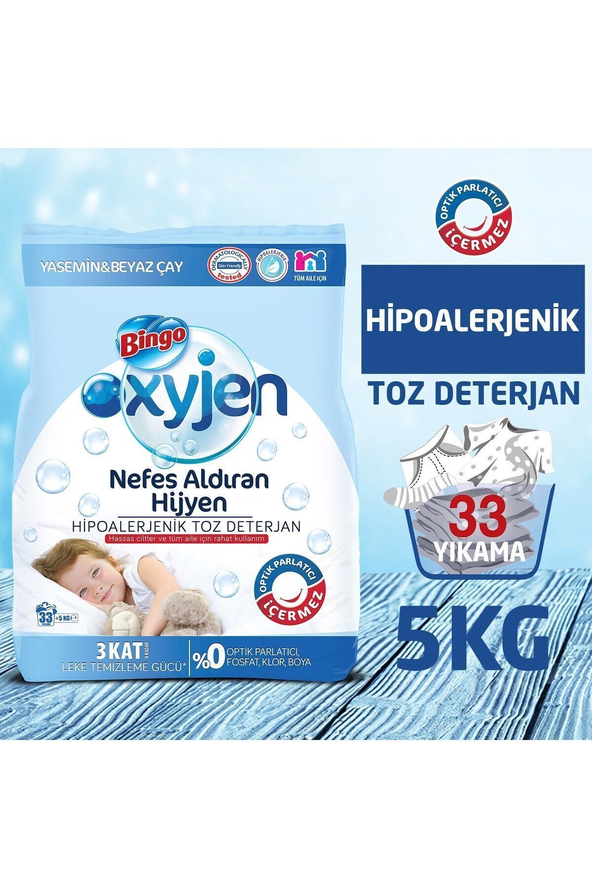 Bingo Oksijen Hipoalerjenik Toz Çamaşır Deterjanı 5 Kg