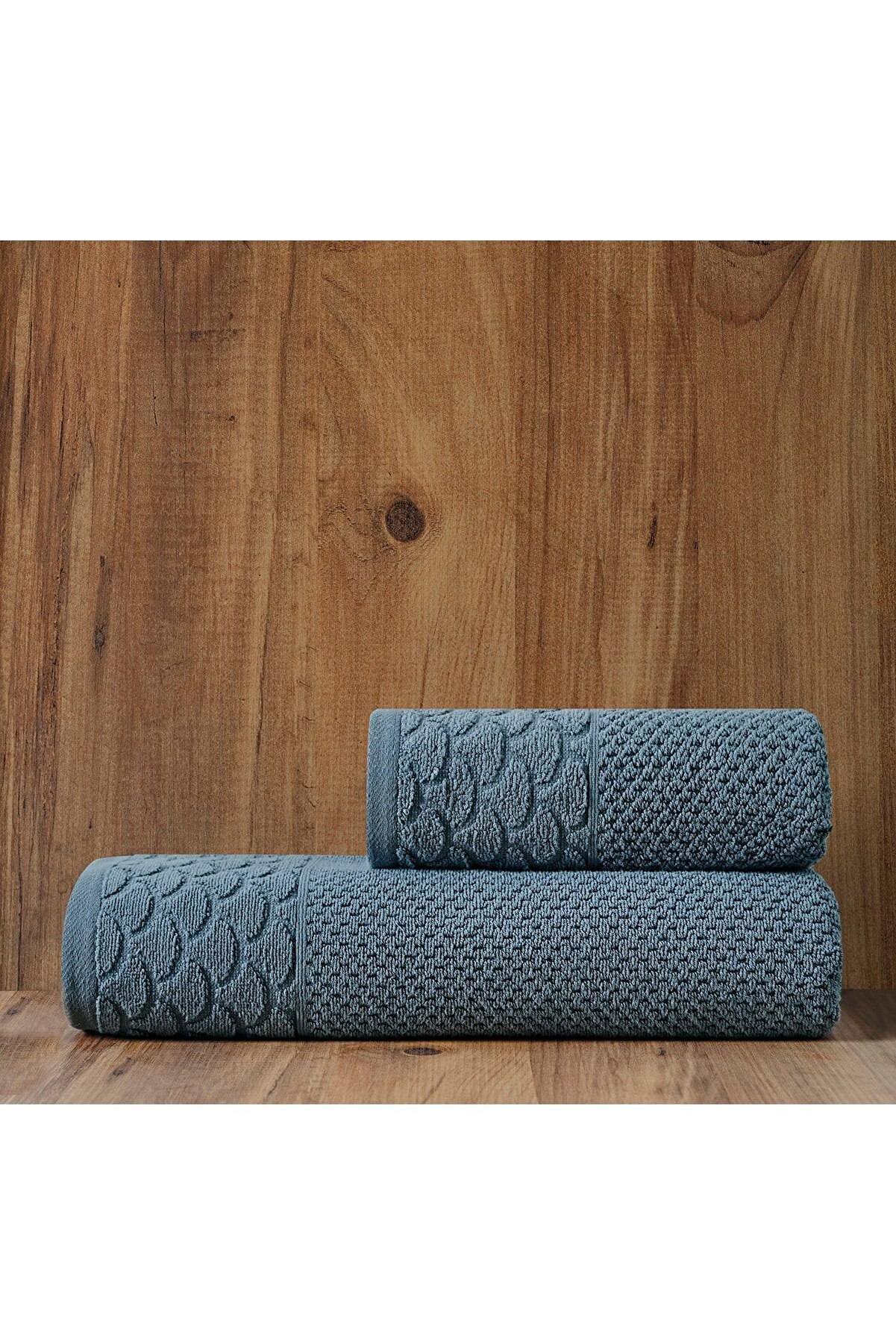 Soley Alana 2'li Extra Yumuşak Havlu Seti - Pirinç Örgü