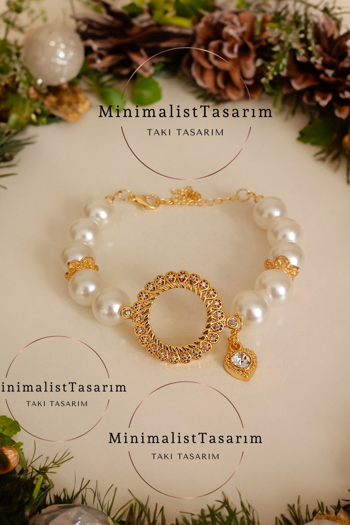 MinimalistTasarım Çeyrek Altın Takılan Inci Bileklik ,çeyrekli Bileklik, Incili Ceyrek Bileklik, Ceyrekli Kolye