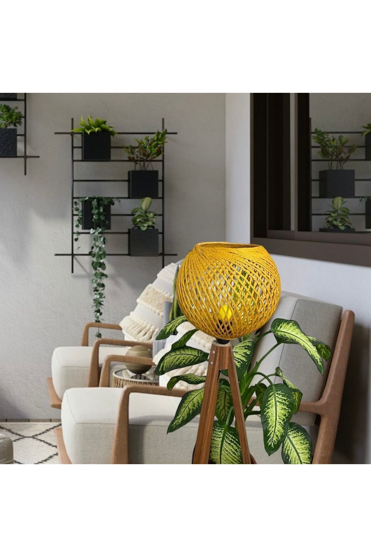AFRALYAHOME Jüt Ip Avize, Küre Sarkıt, Top Avize, Sarkıt, Jüt Top Küre Lambader Başlığı, Duysuz Ayaksız