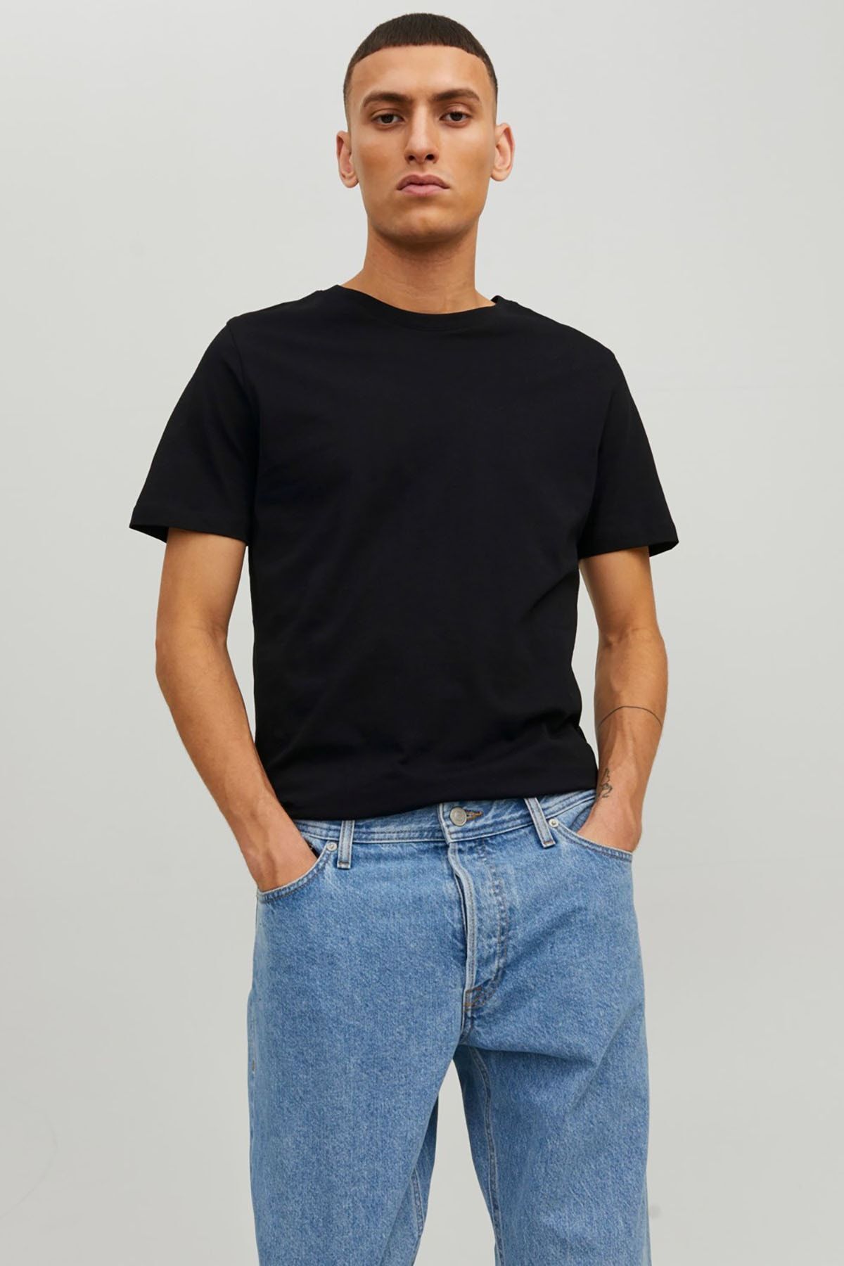 Jack & Jones Erkek Jjeorganıc Bisiklet Yaka T-Shirt 12156101 Siyah