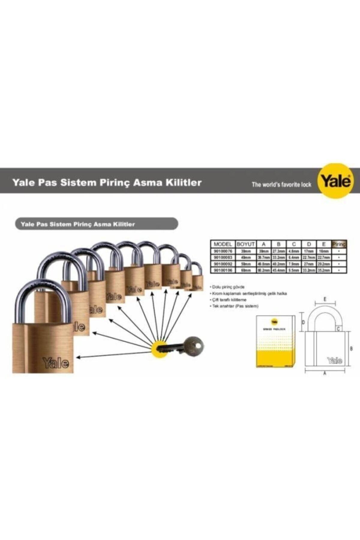 Yale kilit Yale Asma Kilit Sarı 50 Mm Tek Anahtar Hepsini Açarlı (1 ADET FİYATI)