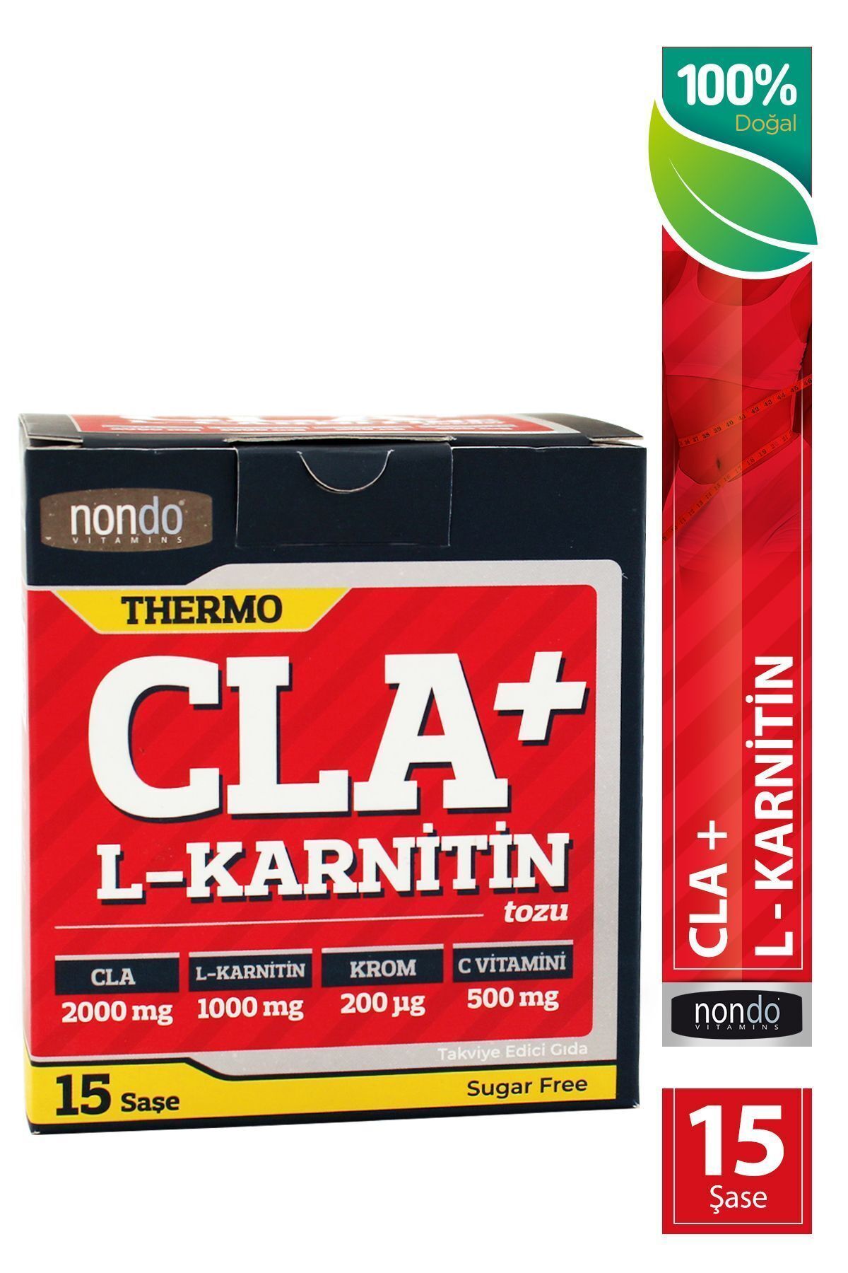 Nondo Thermo Cla L-karnitin 15 Saşe (CLA KONJUGE LİONLEİK ASİT, L-CARNİTİN, KROM, ELMA, C VİTAMİNİ)