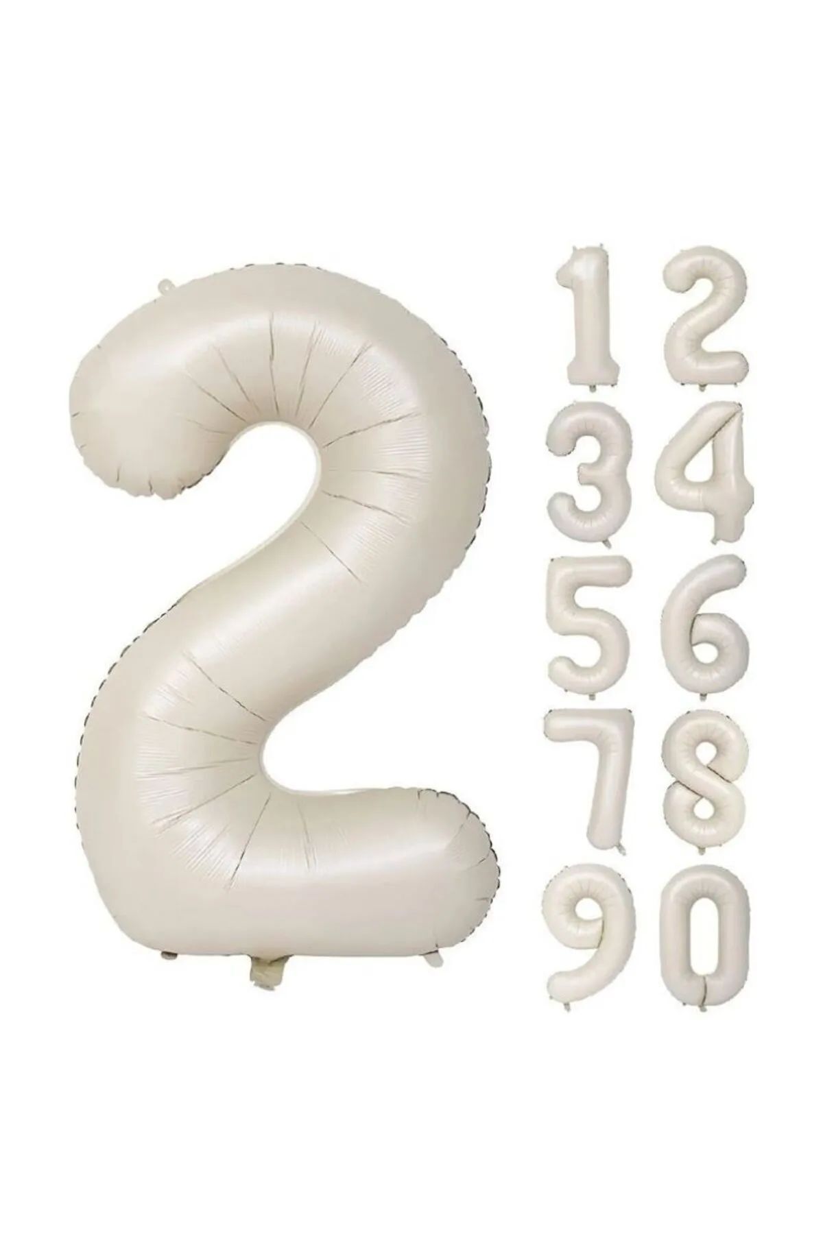 SURPRISE PARTY STORE 2 Rakam Balon Krem Renk Folyo Balon 76 cm 34 inç Helyum Balon 2 Yaş Balon Deniz Kumu Bej Rengi