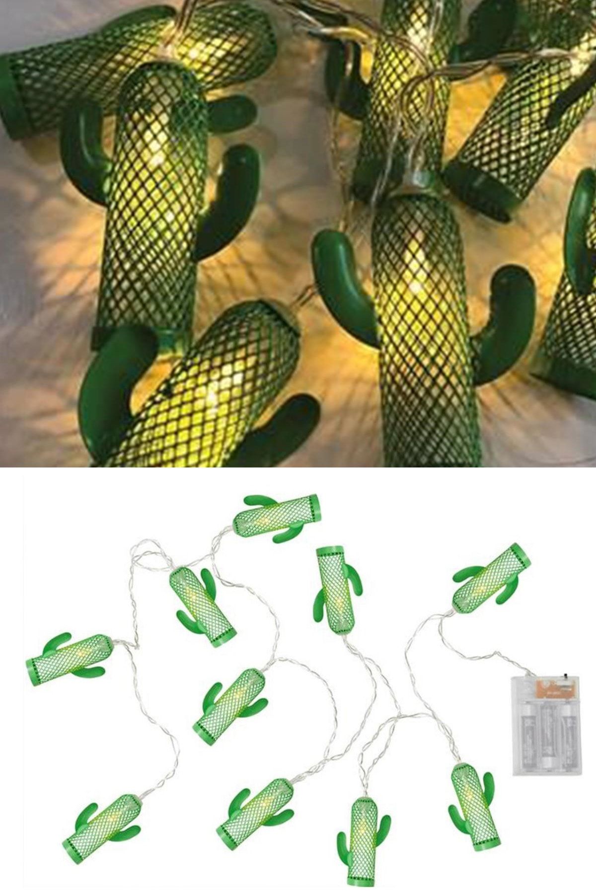 Buffer Metal Yeşil Kaktüs Günışığı Led’li Işık Zinciri