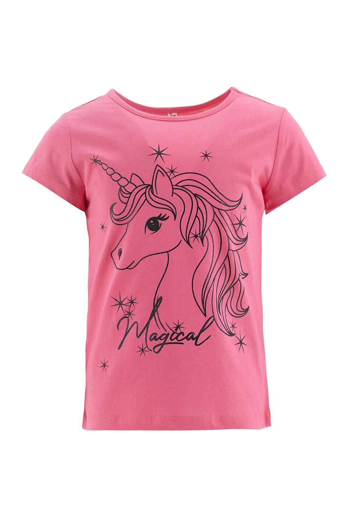 Defacto Kız Çocuk Unicorn Baskılı Kısa Kol Tişört
