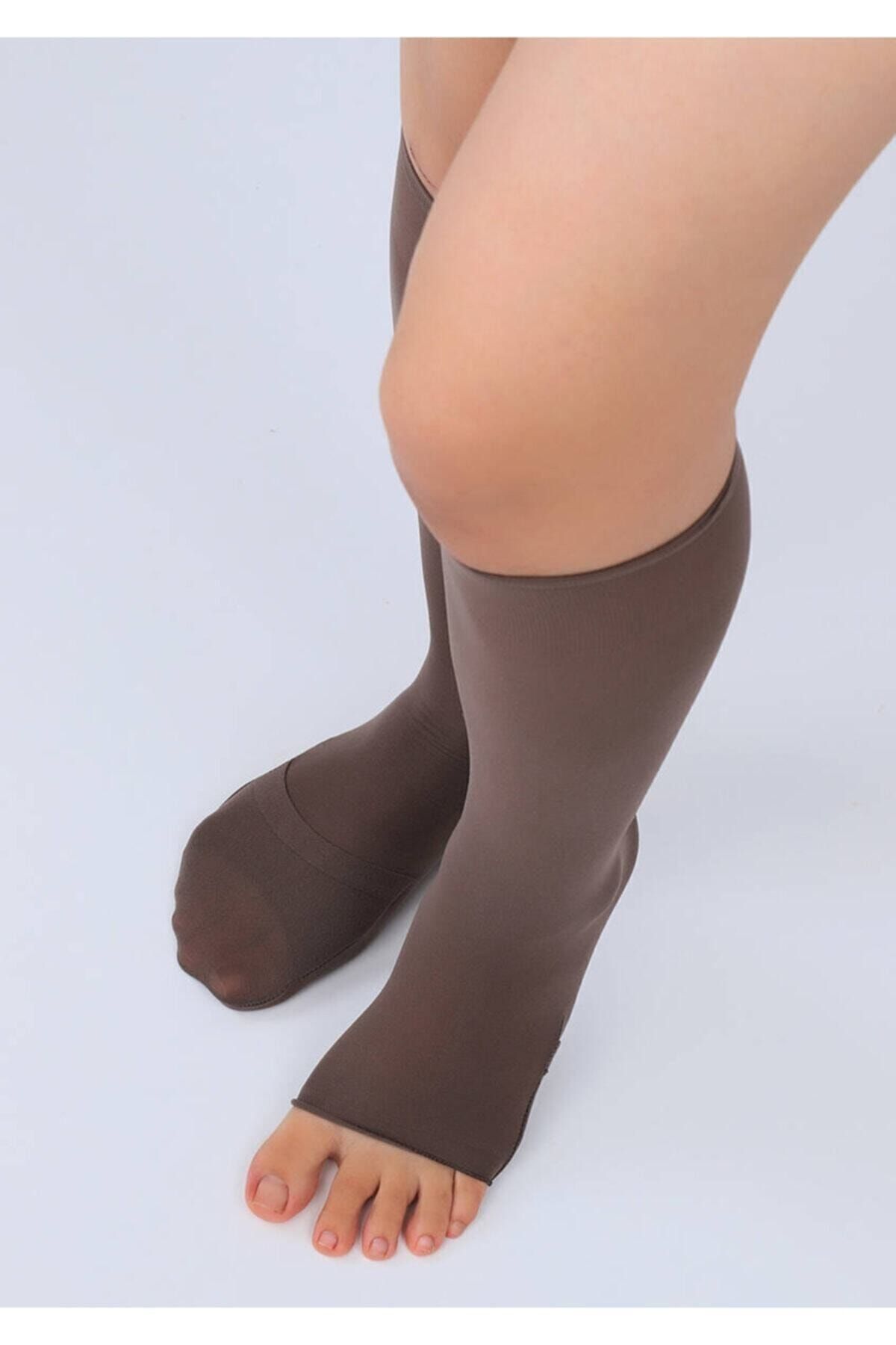 Dore Çorap Burnu Açılabilen Vizon Renk Dizaltı Abdest Çorabı