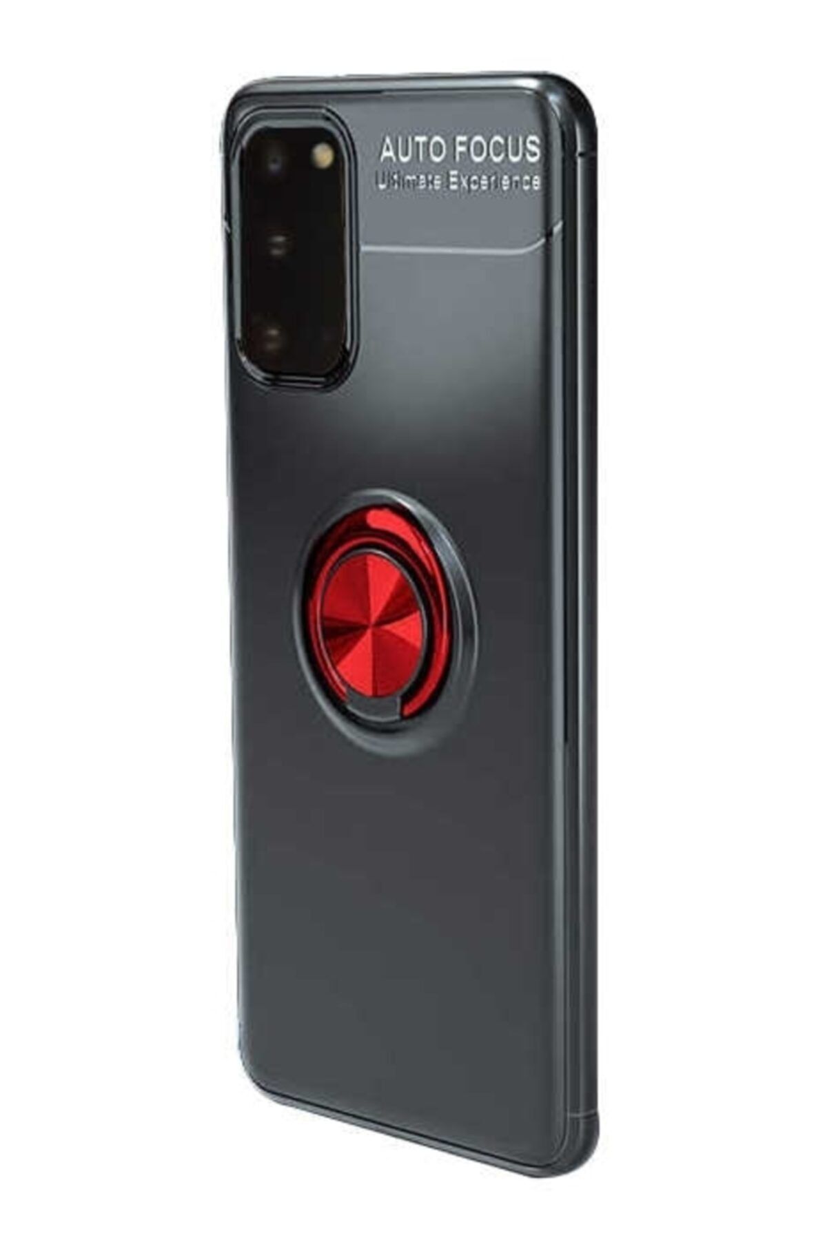 Mobilcadde Eiroo Liquid Ring Samsung Galaxy S20 Uyumlu Standlı Siyah Kırmızı Silikon Kılıf