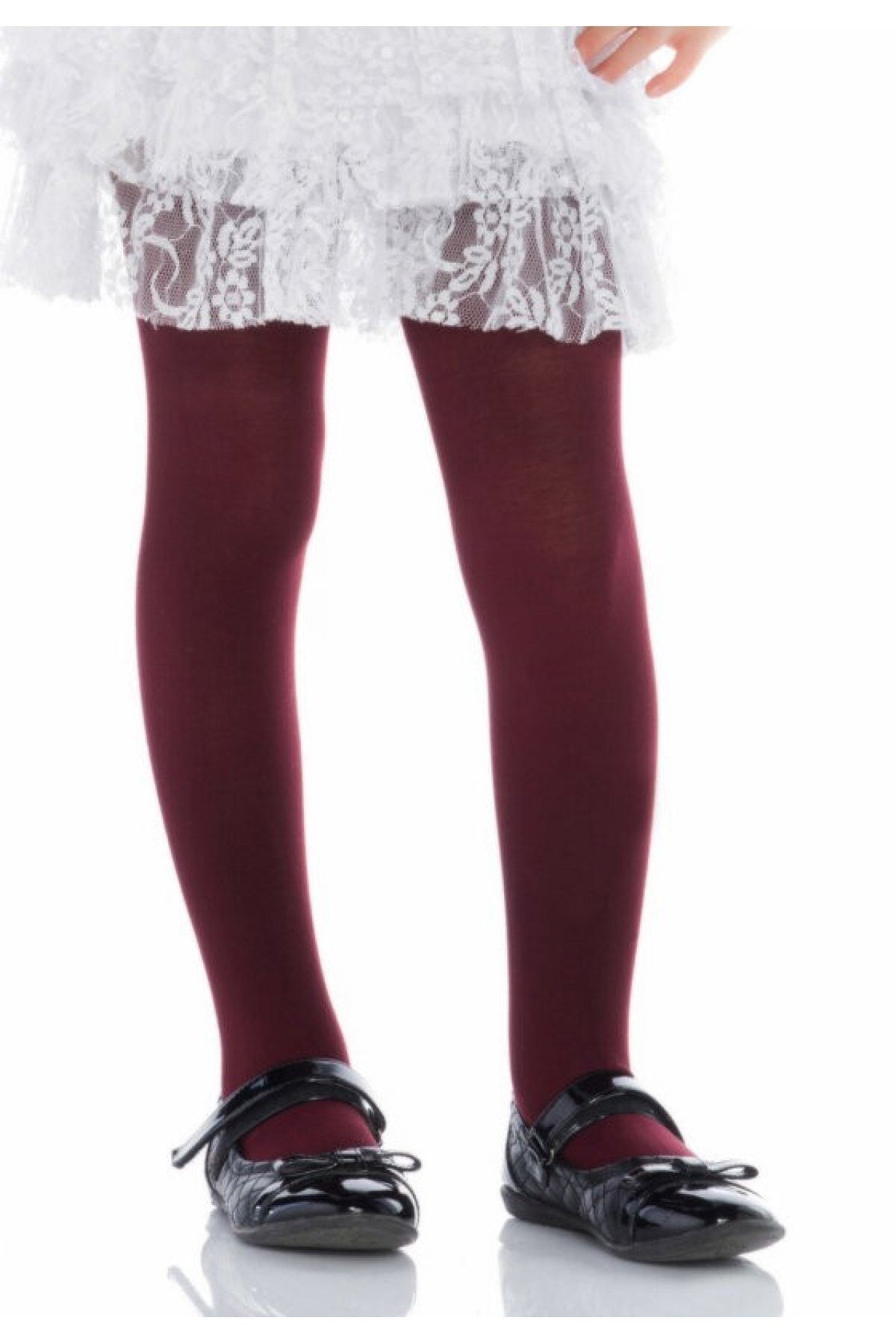 Penti Kız Çocuk Düz Bordo Ekstra Koton 90 Denye Külotlu Çorap 4'lü