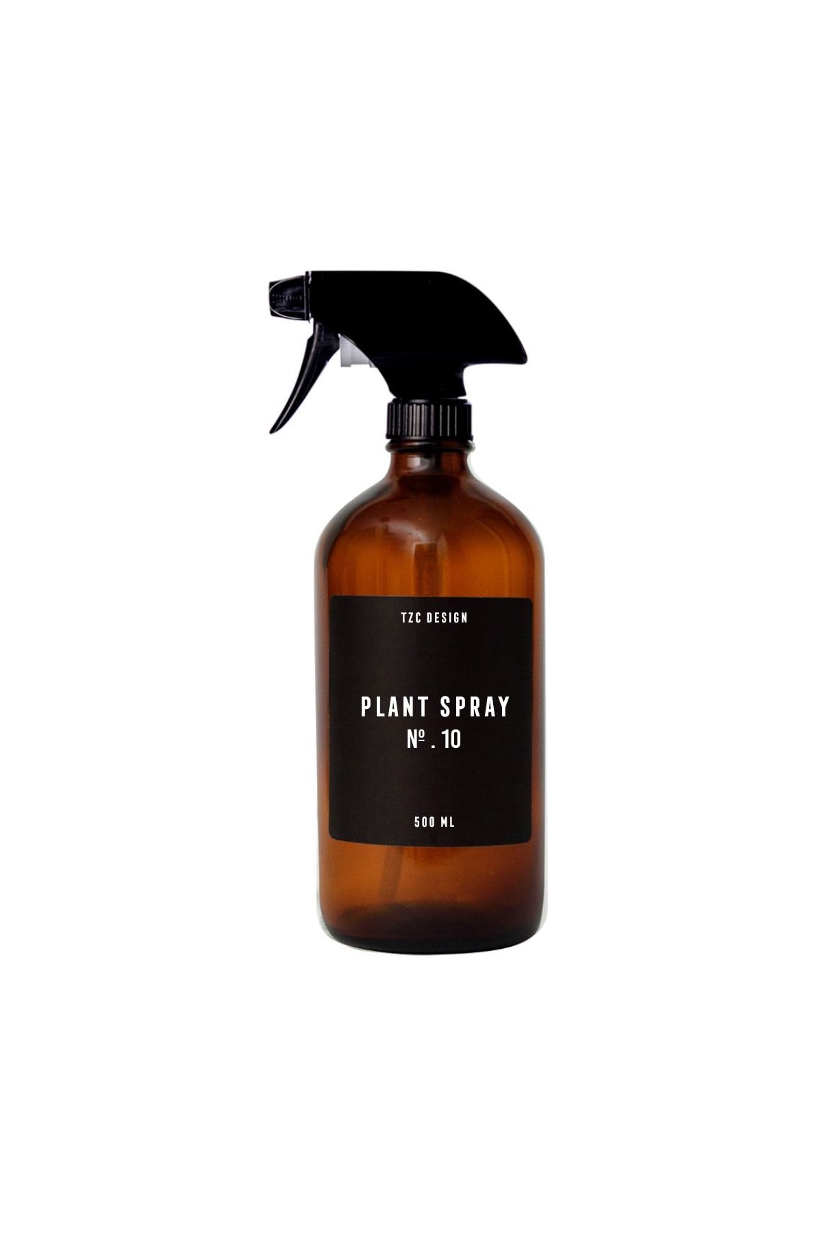 Tzc Desing Amber Kahverengi Cam Şişe Bitki Spreyi Plant Spray 500 Ml Siyah Etiketli
