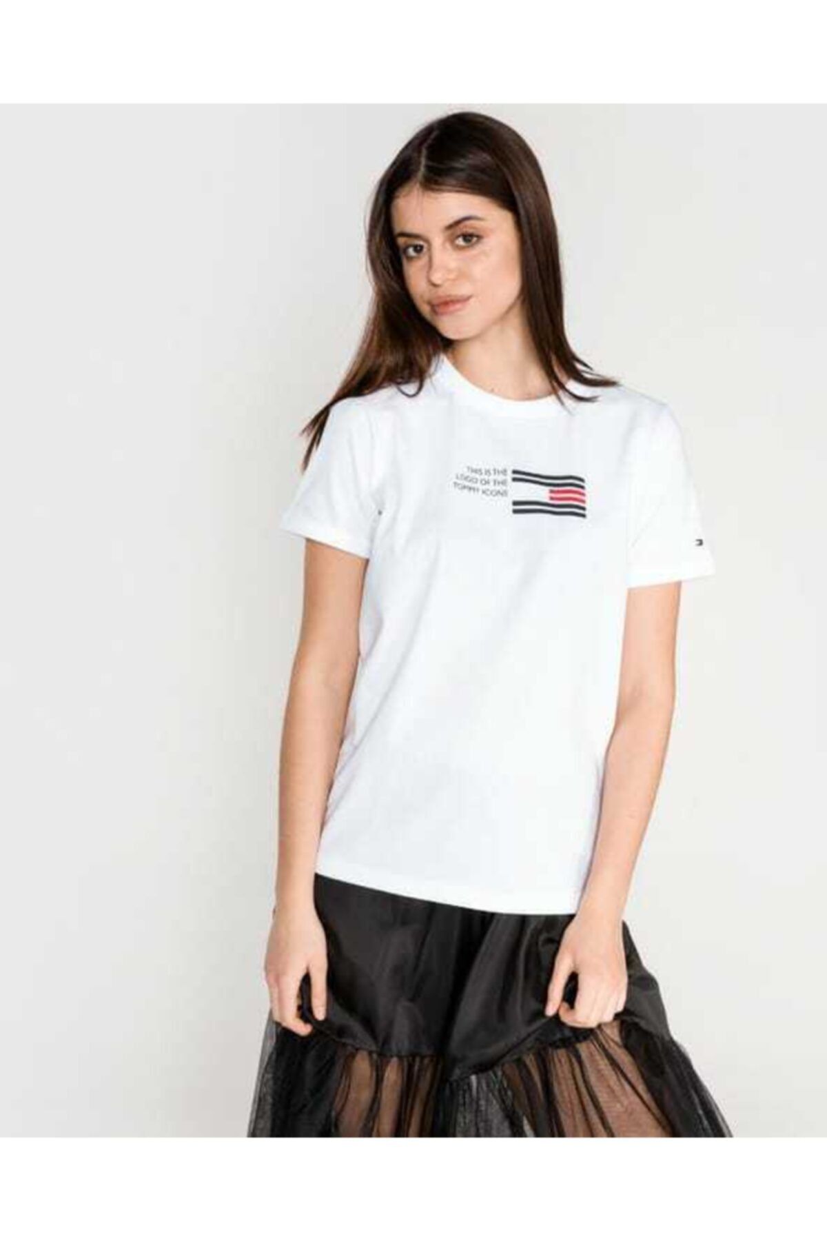 Tommy Hilfiger Kadın Beyaz Kısa Kol T-Shirt
