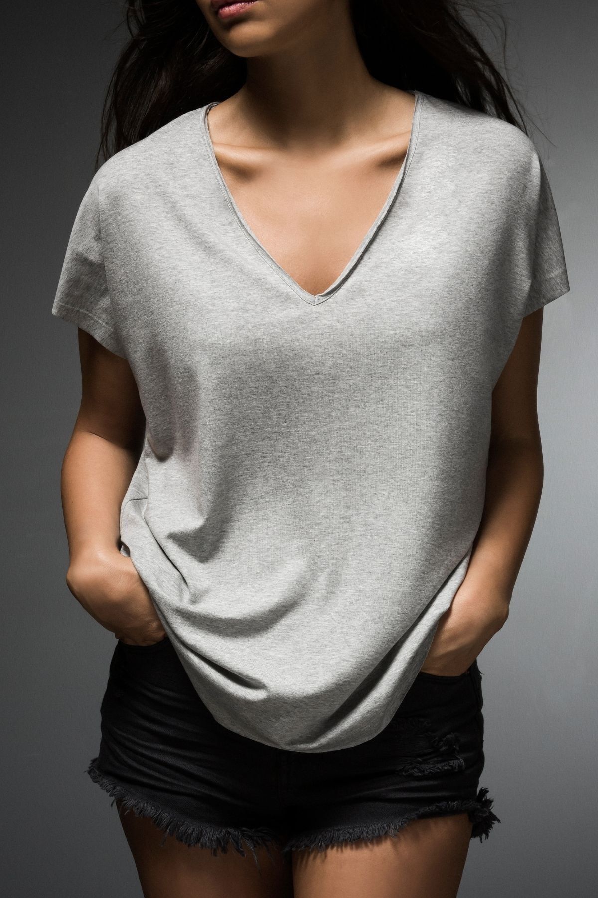 Basic Co Kadın Gri T-Shirt VGE001