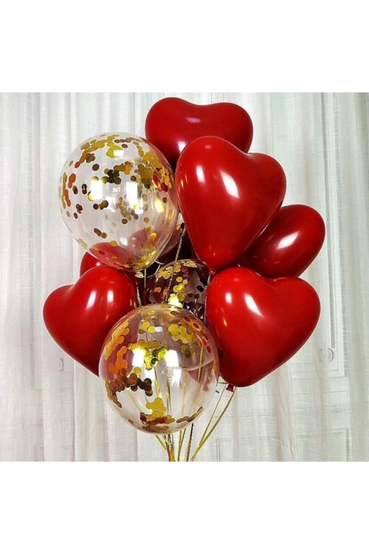 partisüs Kalp Balonlu Dekor Şeffaf Altın Konfetili Balon