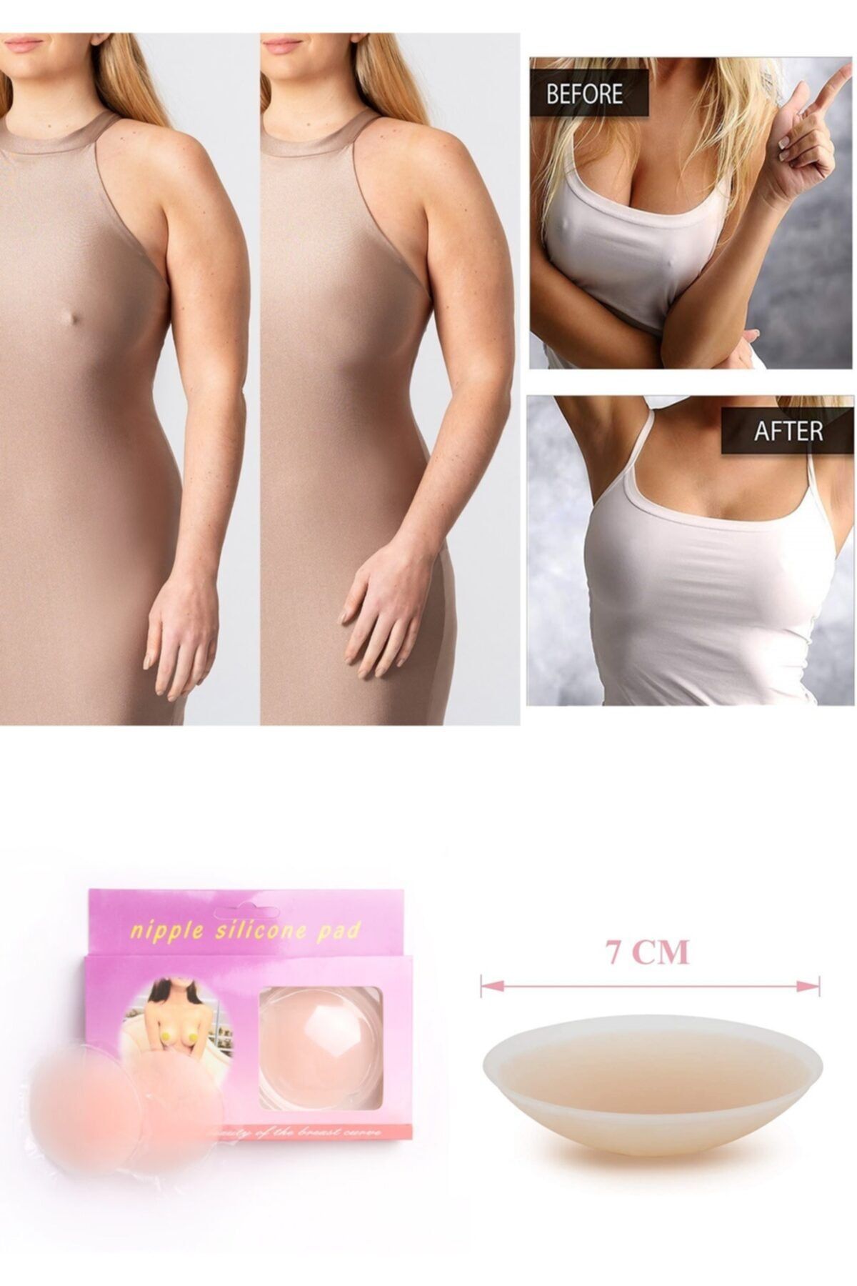 Genel Markalar Kadın Göğüs Ucu Gizleyen Kapatıcı Slikon Ped - Nipple Pad Çapı: 7cm