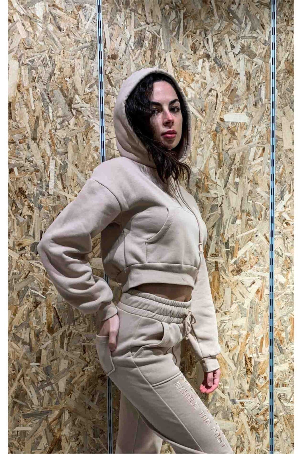 Collezione Kadın Bej Kapüşonlu  Sweatshirt
