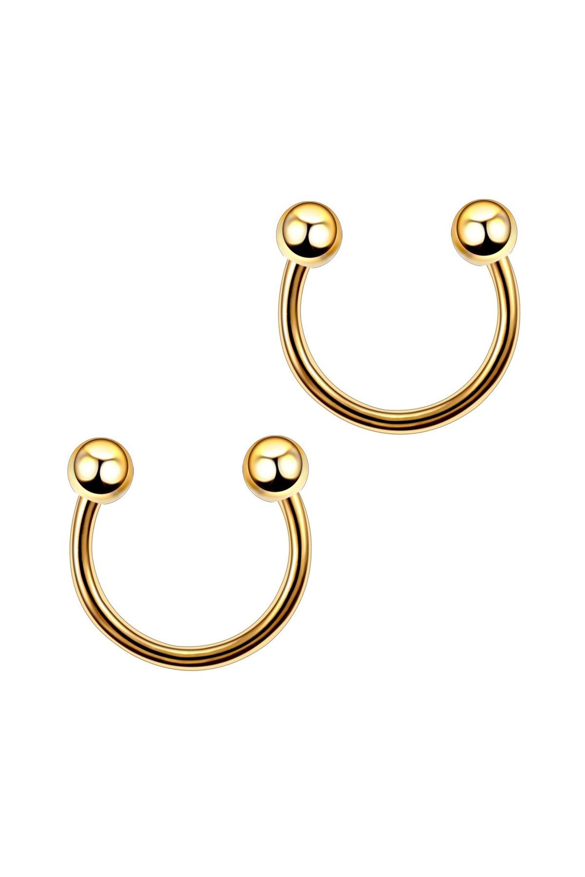 Vilma Aksesuar Cerrahi Çelik Piercing 2 Li Set Kulak-dudak-tragus 8mm Gold Renk