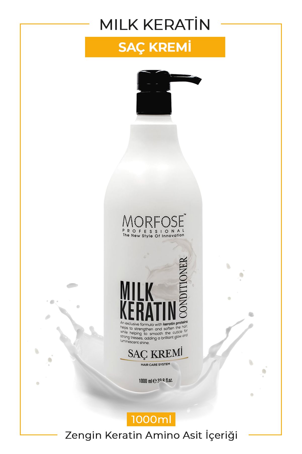 Morfose Milk Therapy Keratin Saç Bakım Kremi 1000 Ml - Saç Dökülmesi Önleyici, Besleyici, Koruyucu Etki