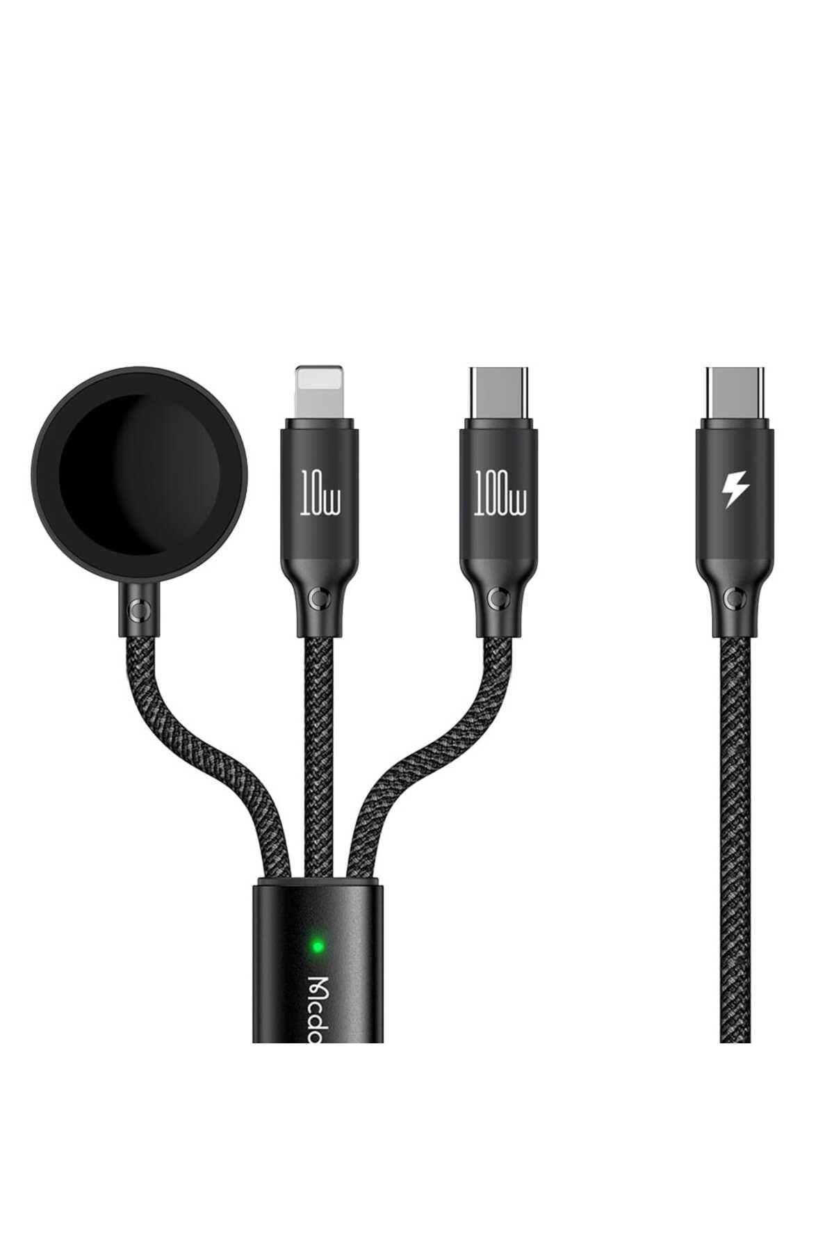 Mcdodo CA-4940 100W 3in1 (Type-C, Lightning Ve Apple Watch) Çoklu Şarj Kablosu
